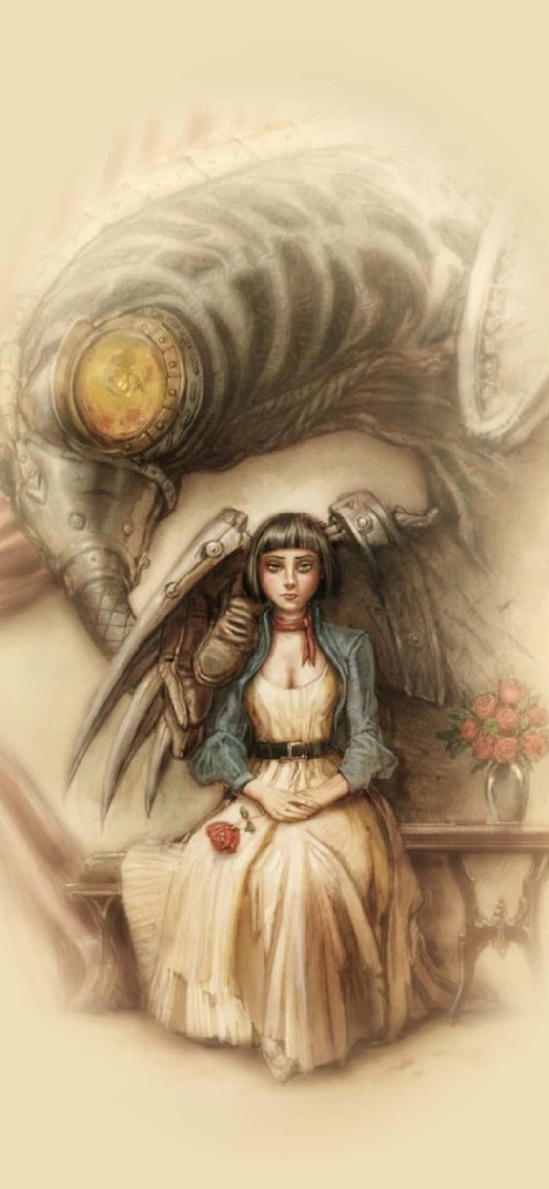 iPhone X Bioshock Infinite фенарт рисунок на Songbird Тапет