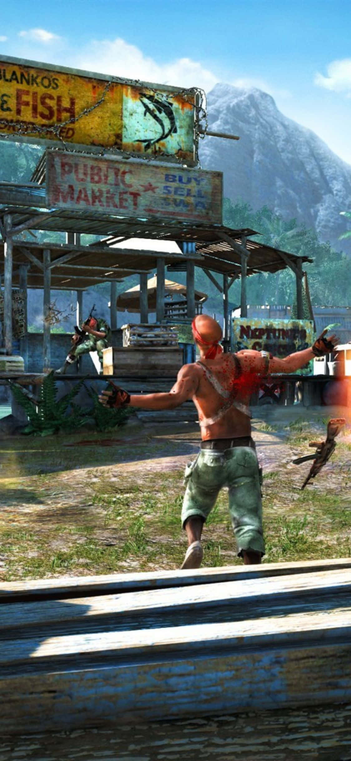 iPhone X Far Cry 3 стрелян мъж фон Тапет