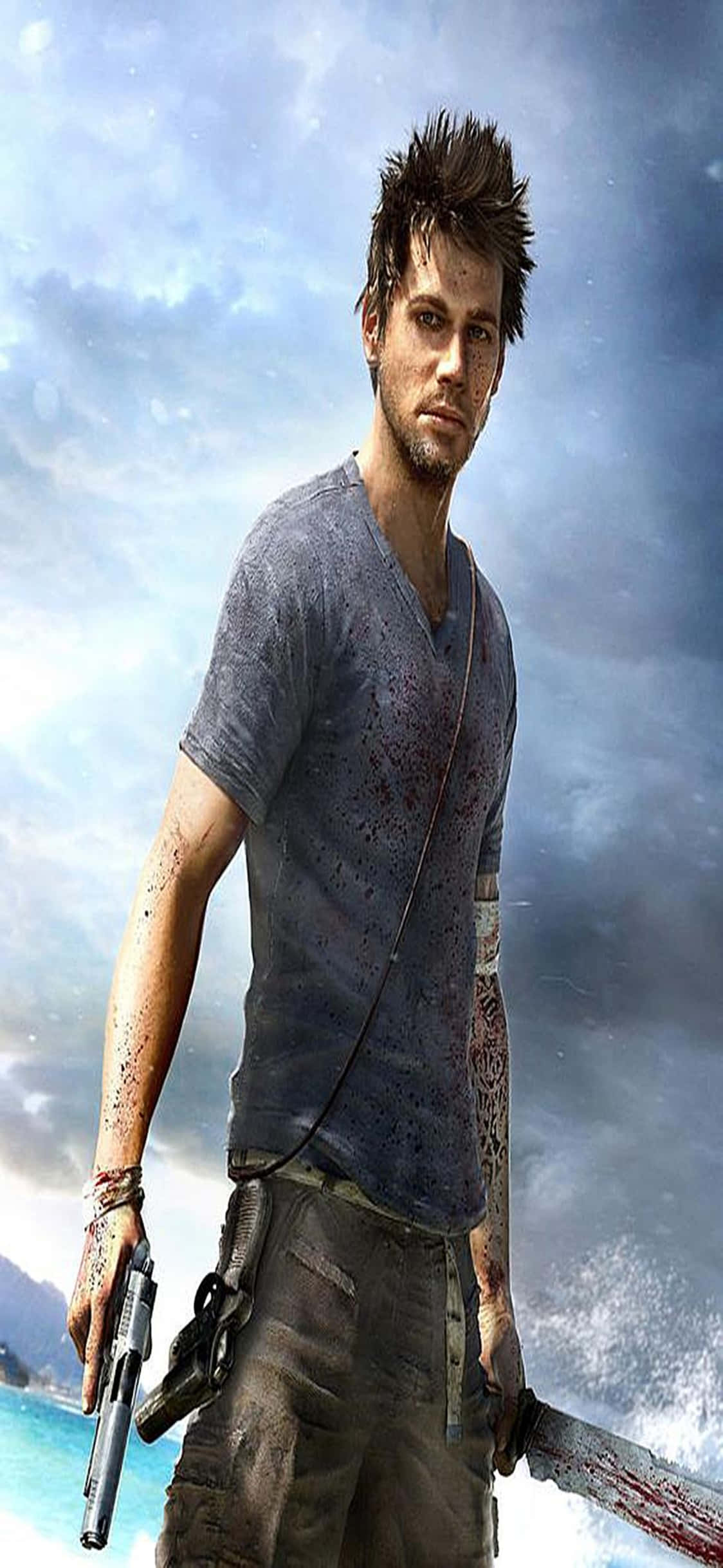 iPhone X Far Cry 3 Джейсън Броди с Мачете Фон Тапет
