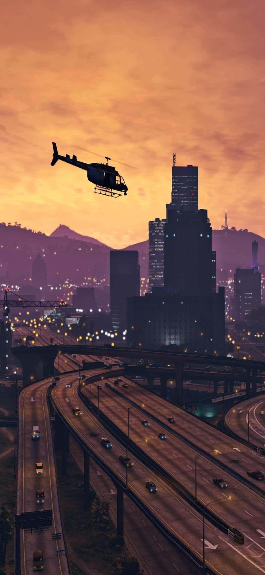 iPhone X Grand Theft Auto V фон и хеликоптер Тапет