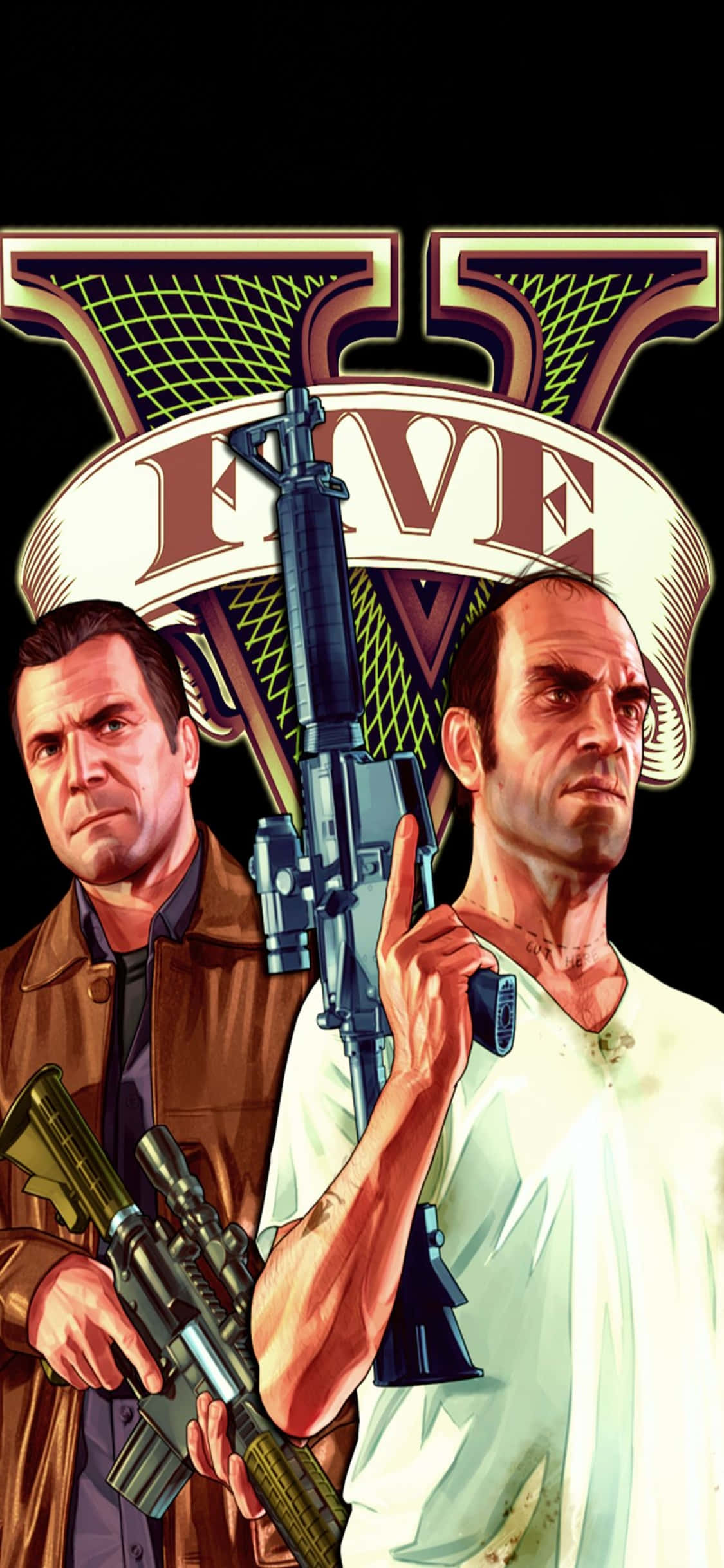 Фон за iPhone X Grand Theft Auto V с Майкъл и Тревор Тапет