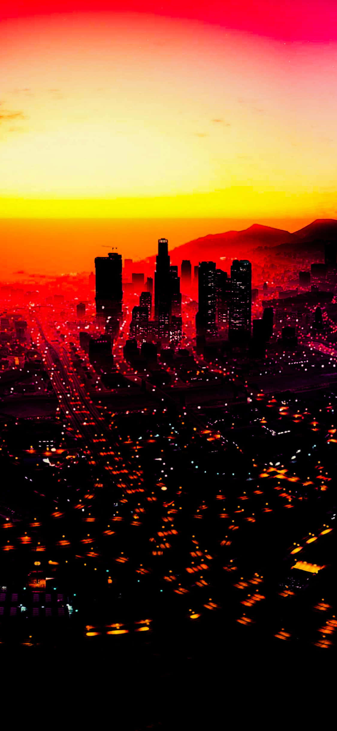 iPhone X Grand Theft Auto V фон червен закат Тапет