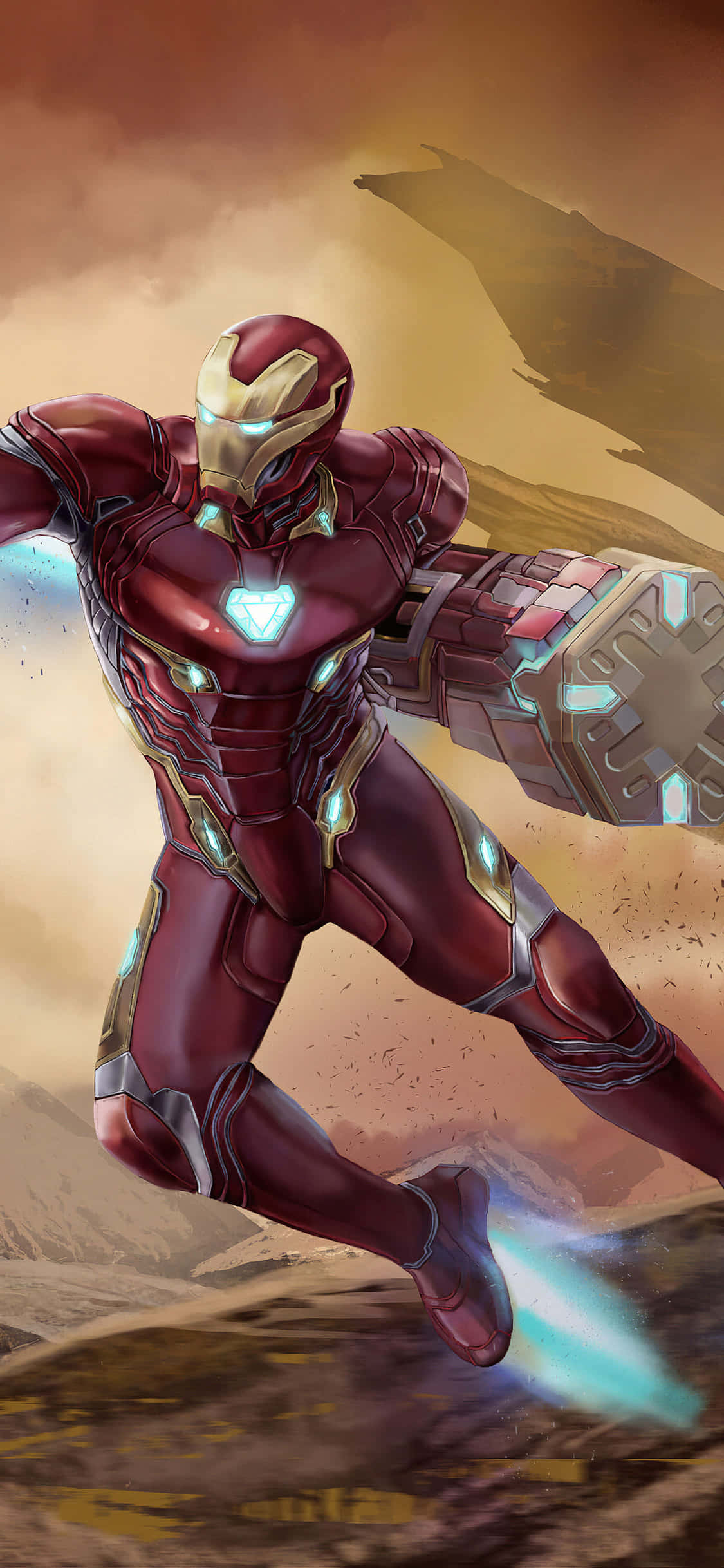 iPhone X Фон с Iron Man с чук-ръка Тапет