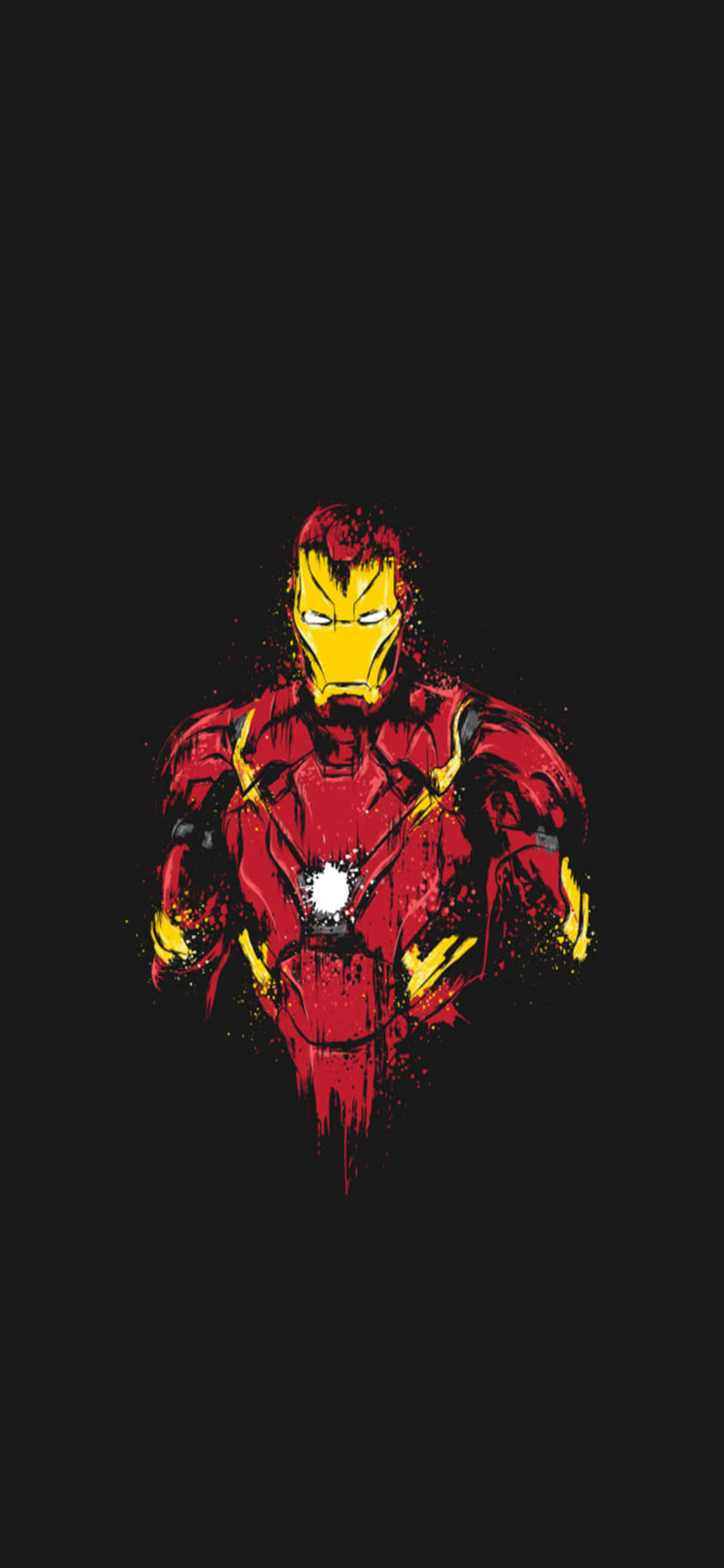Фон за iPhone X с Iron Man в повреден костюм на черен фон Тапет