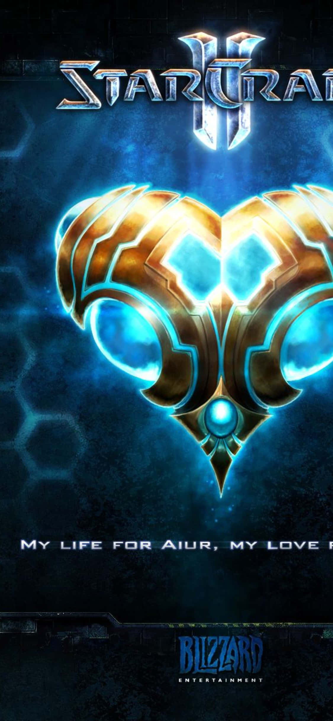 iPhone X Starcraft II фон със син център Тапет