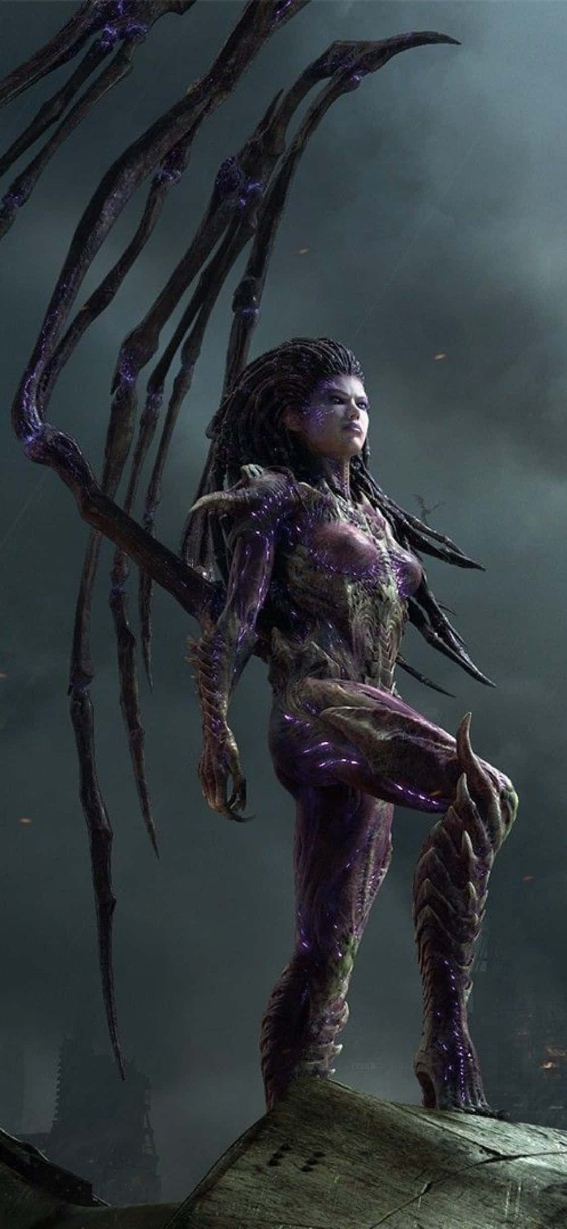 iPhone X Starcraft II фон Сиво небо Тапет