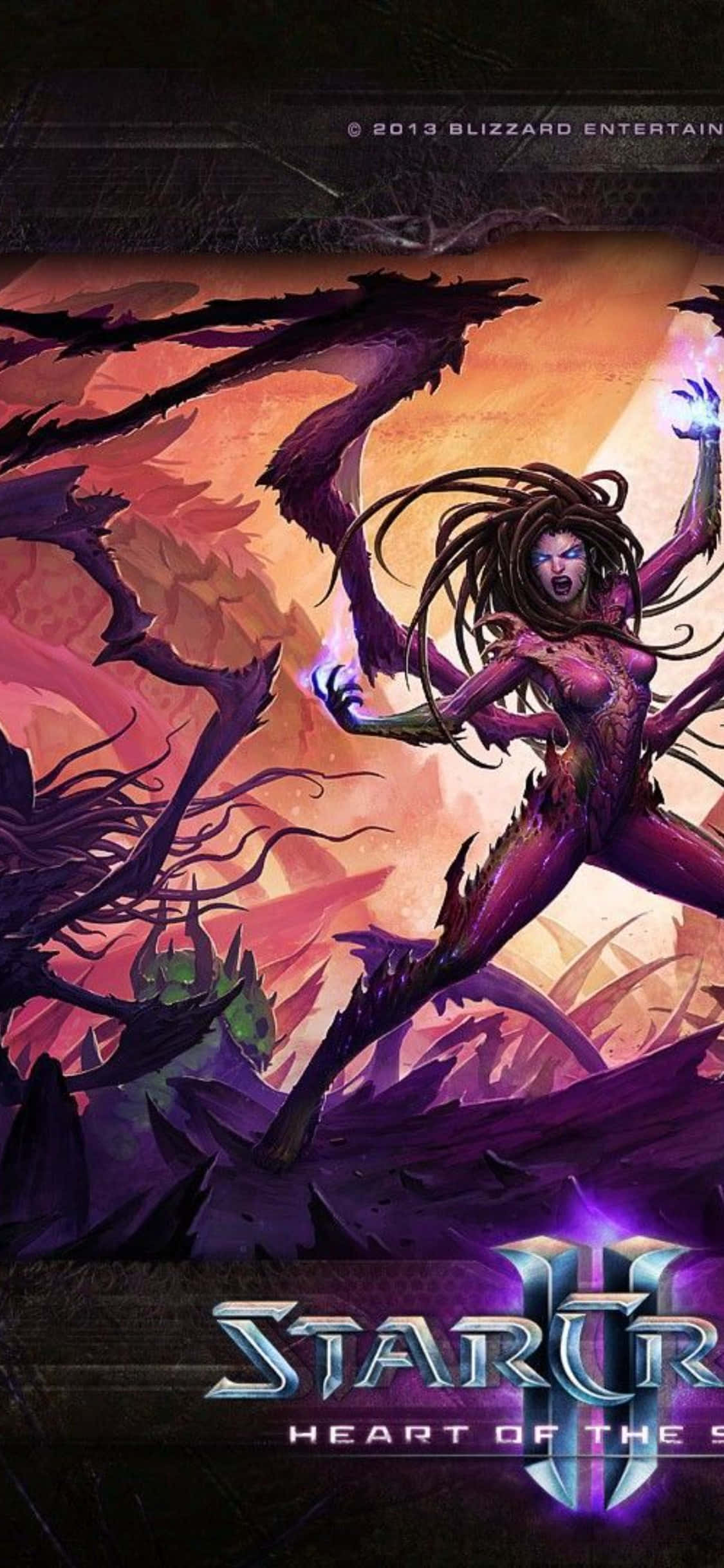 iPhone X Starcraft II фон Лилаво Оранжево Тапет