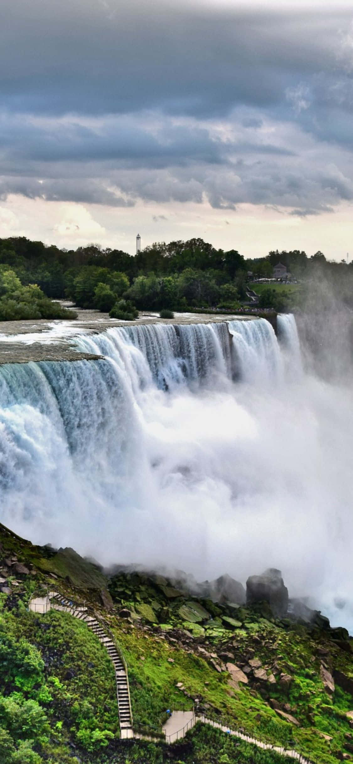 iPhone X Niagara Falls Cloudy Sky Background Тапет