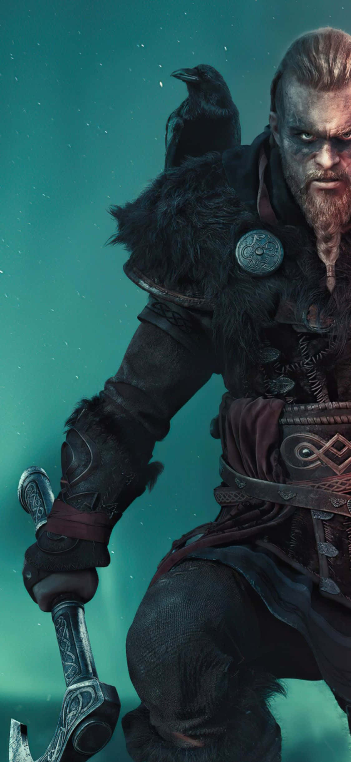 iPhone Xs Assassin's Creed Valhalla Ейвор с Гарван Фон Тапет