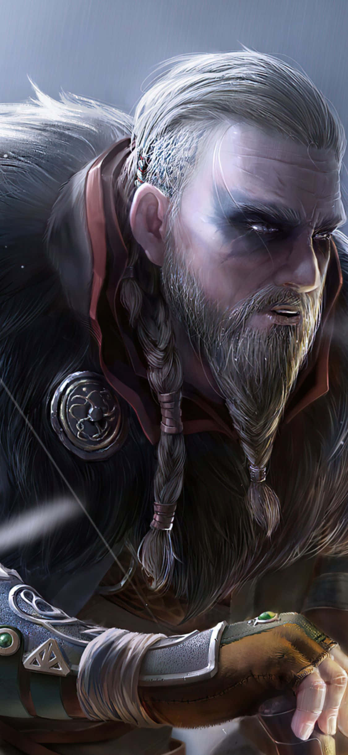 iPhone XS Assassin's Creed Valhalla фенарт рисунок на Eivor фон Тапет
