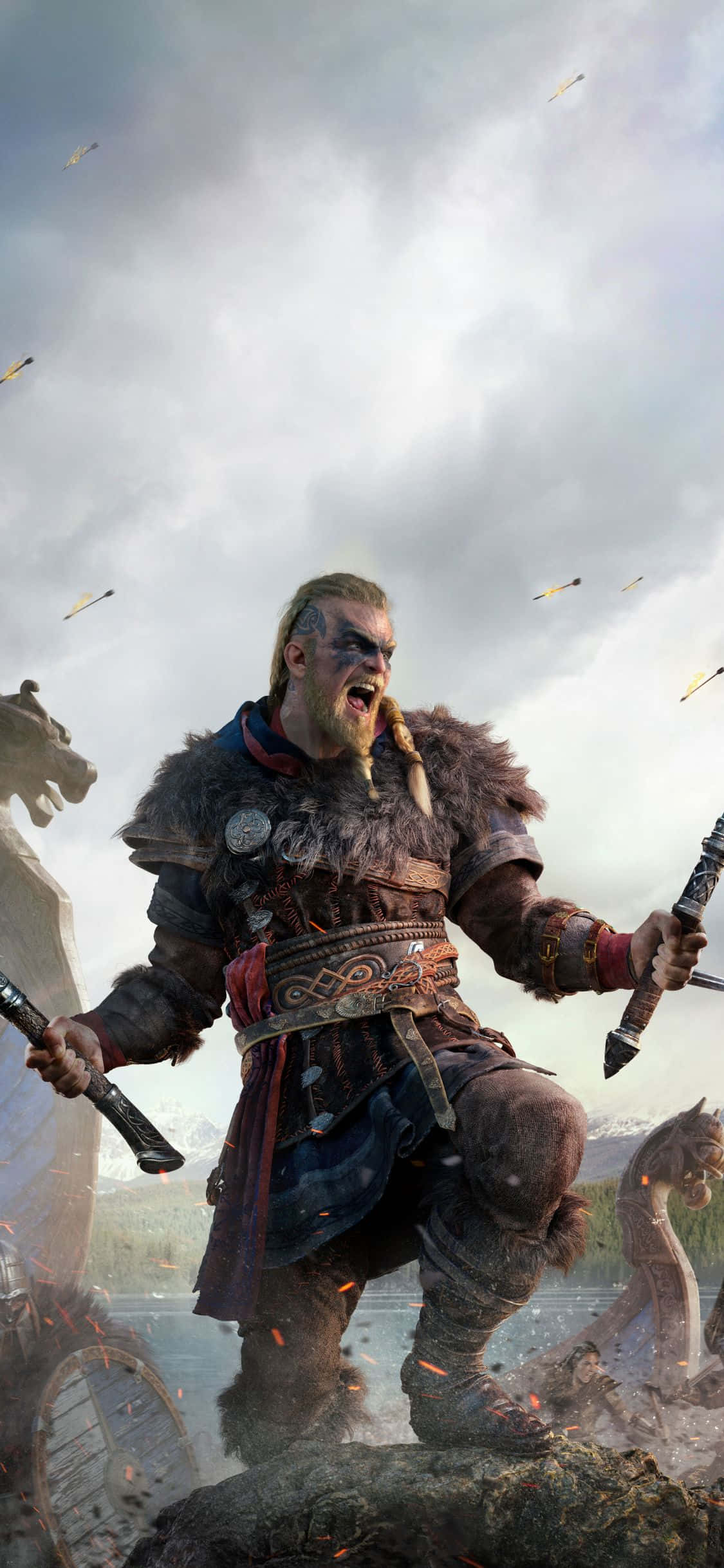 iPhone Xs Assassin's Creed Valhalla крещящ Ейвор фон Тапет
