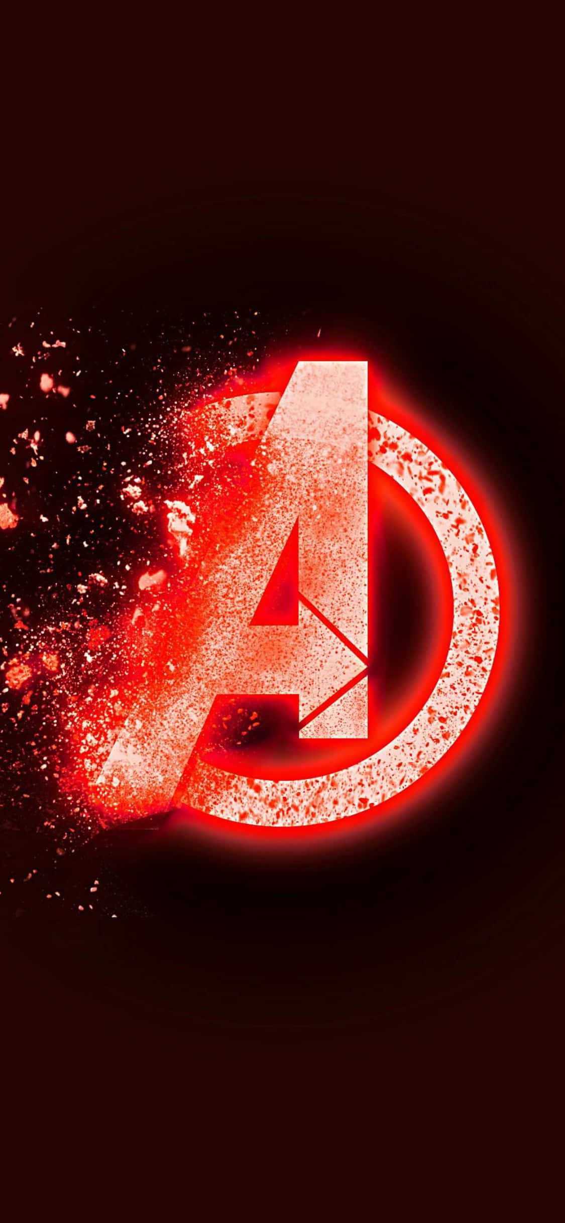 Фон за iPhone XS с червен лого на Avengers с ефект на изчезновение Тапет