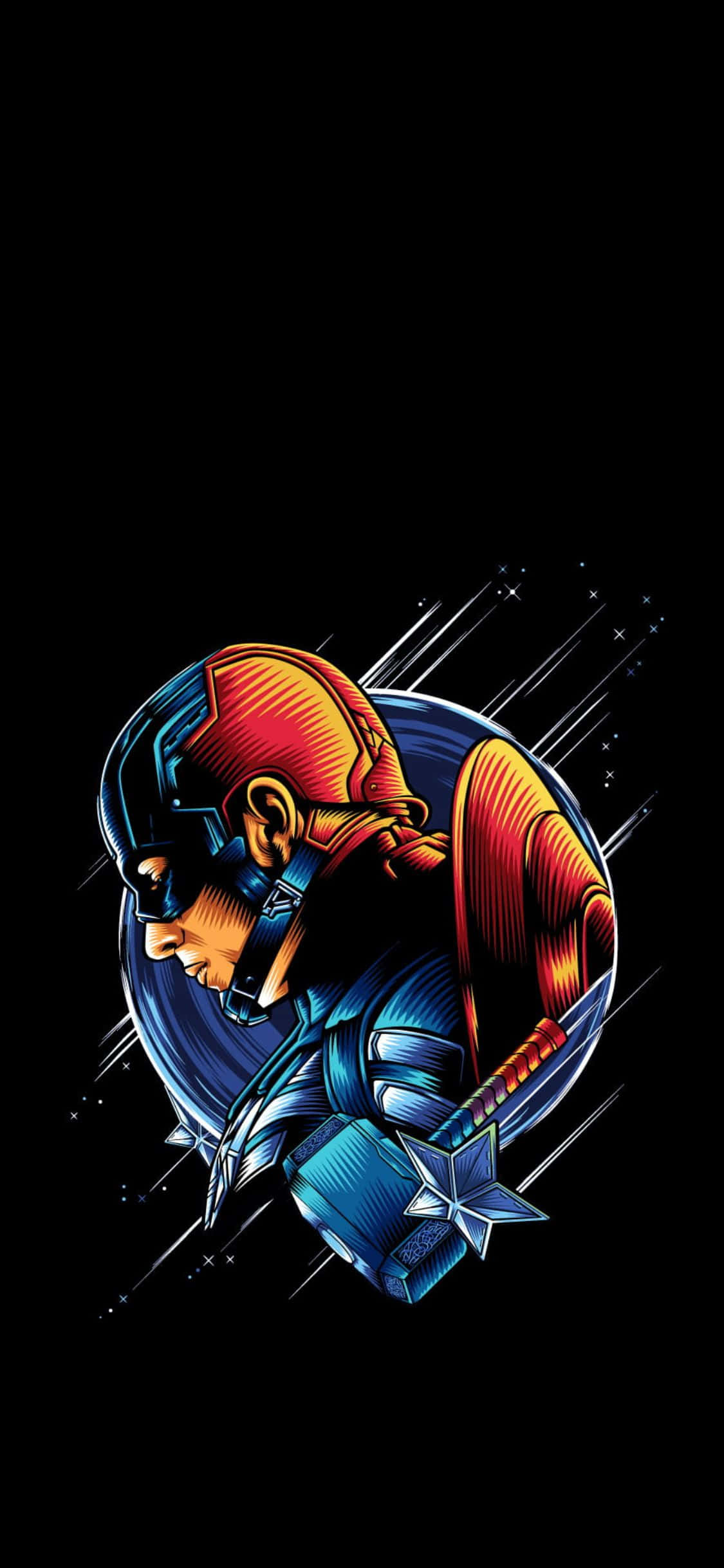iPhone XS Avengers фон с дигитално изкуство на Captain America Тапет