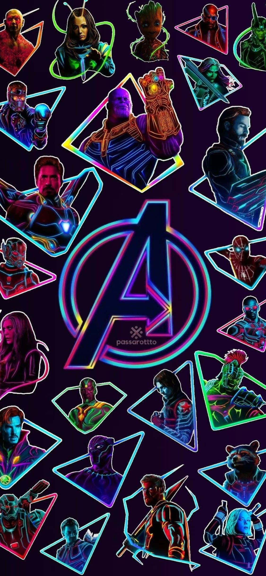 iPhone XS Avengers фон Неон изкуство Тапет