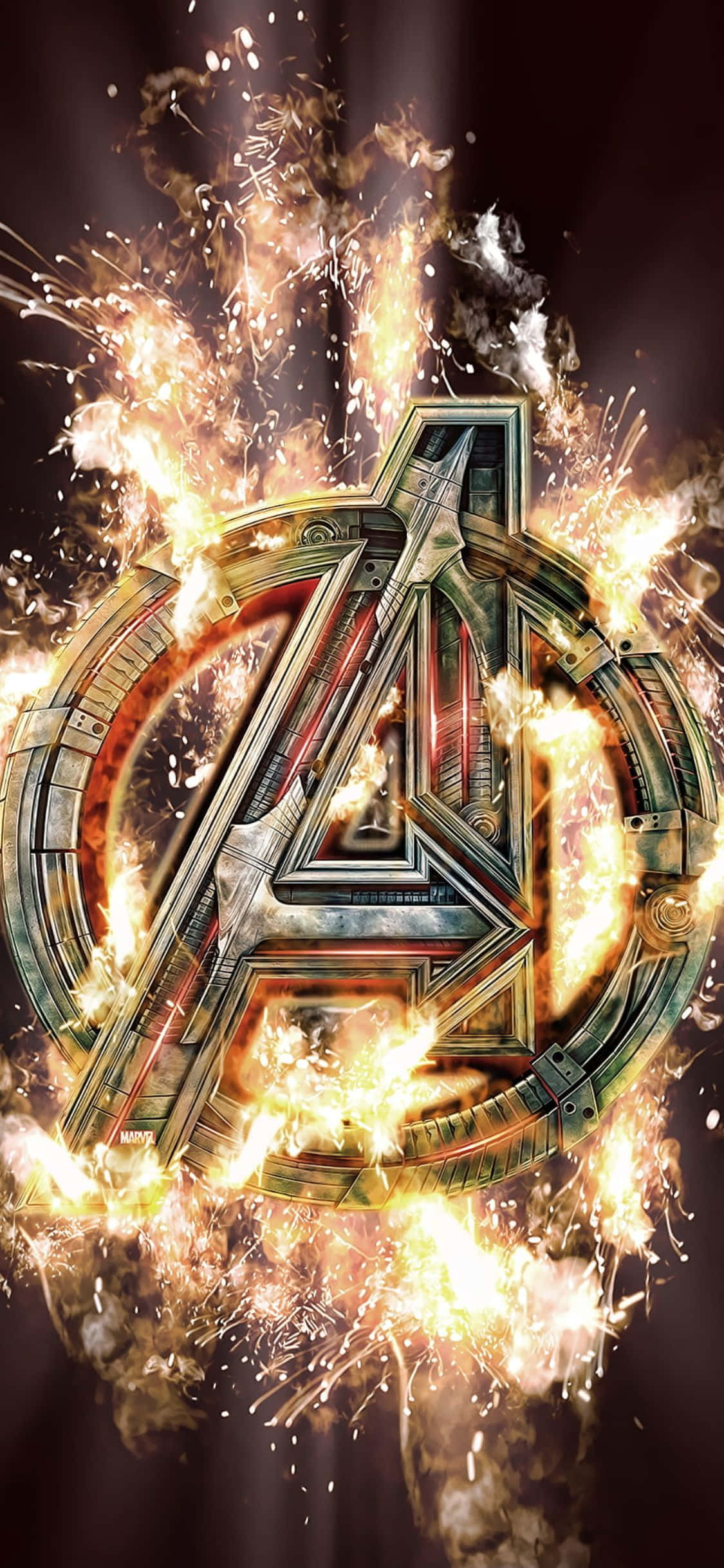 Метален логотип дизайн iPhone XS Avengers тапет