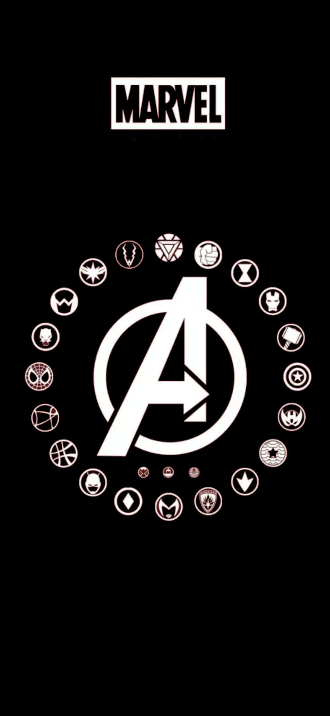 iPhone XS Avengers лого фон със символ на супергерои Тапет