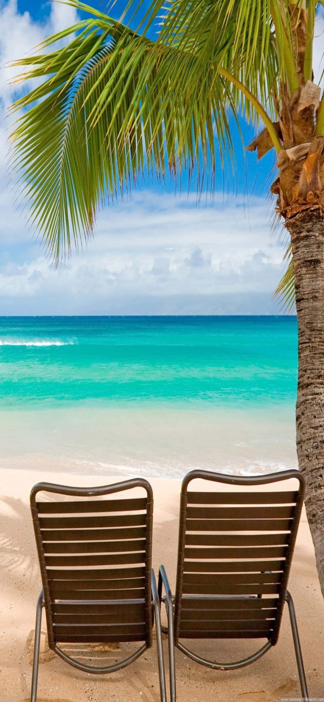 iPhone XS Beach Chairs Фон Тапет