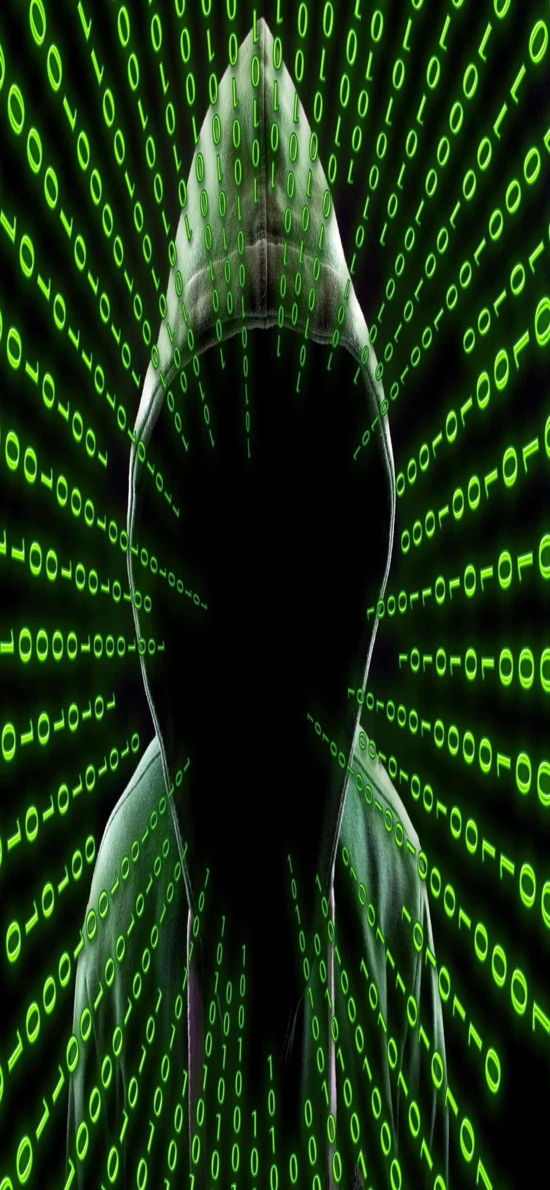 Фон за програмиране на iPhone Xs Hacker Hood Тапет