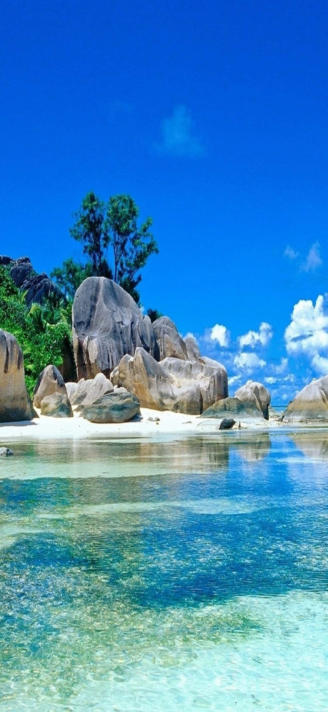 iPhone XS La Digue Beach Фон Тапет