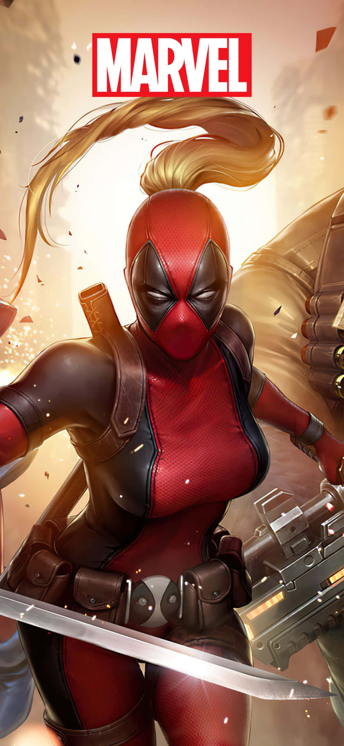 Лейди Дедпул iPhone XS Marvel фон Тапет