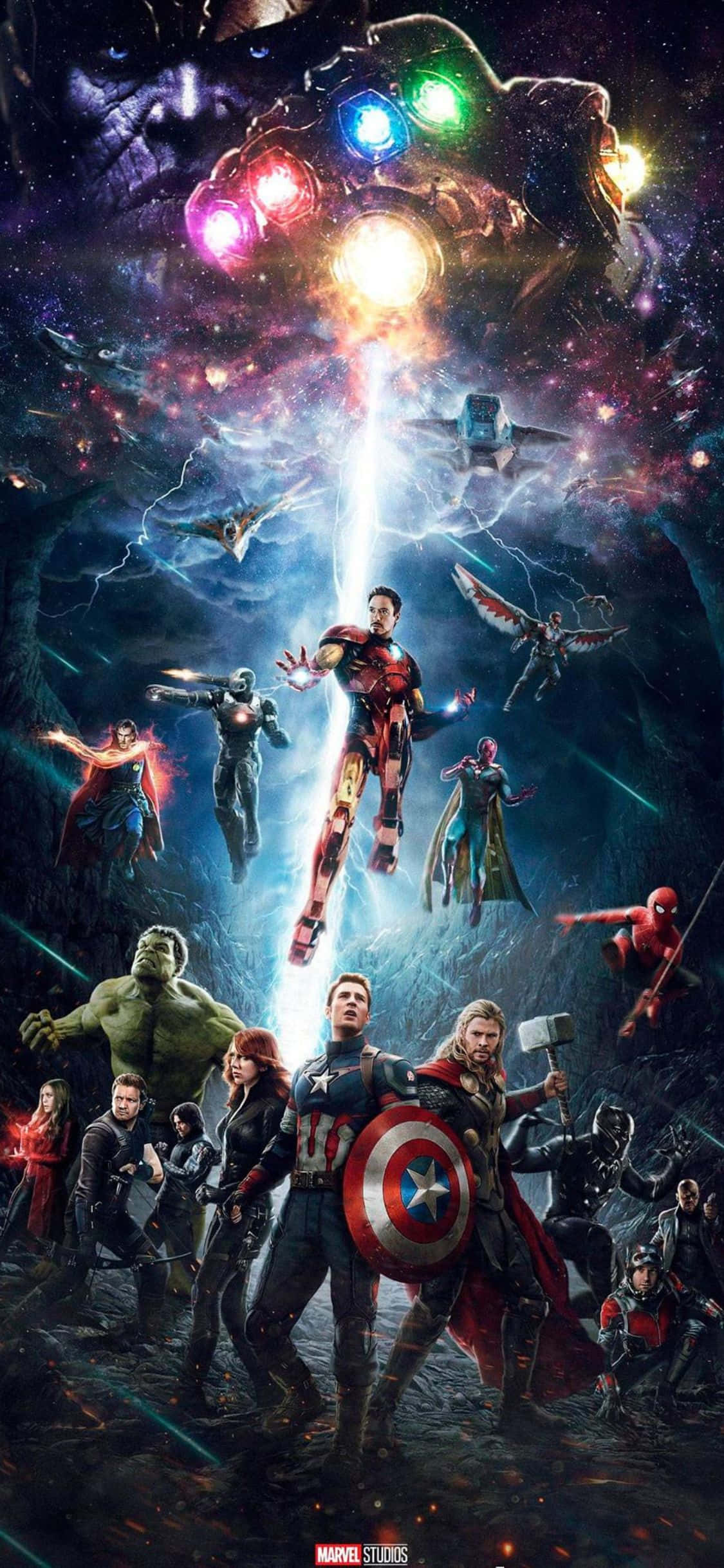 Фон за iPhone XS от Marvel с готична графика на Отмъстителите Тапет