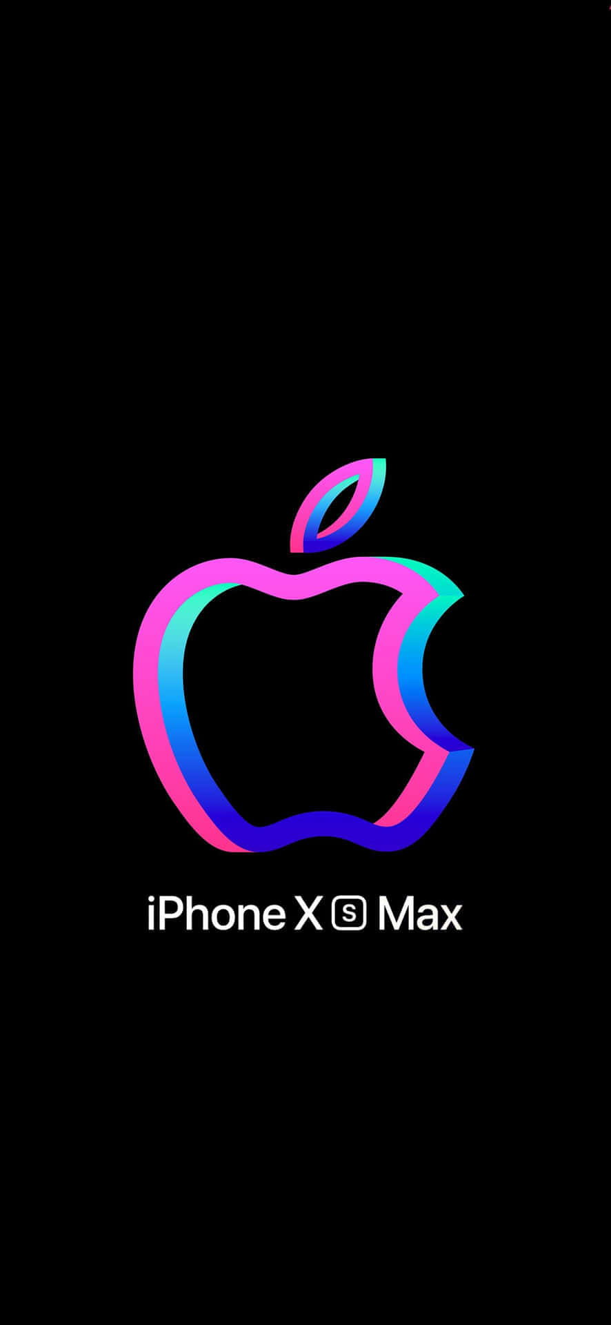 Фон за iPhone Xs Max Apple в неонови розово и синьо Тапет