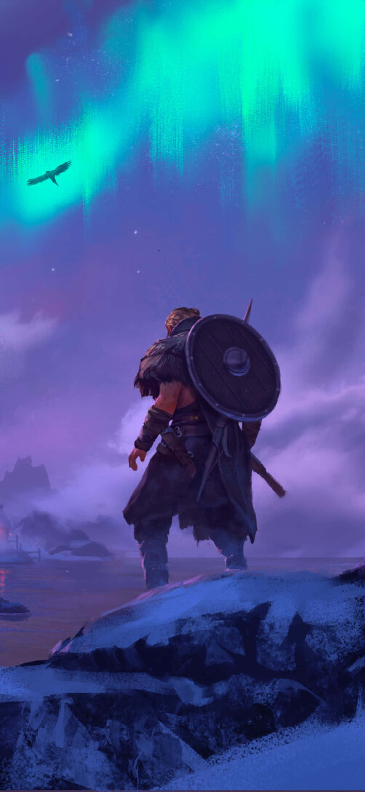 Северно сияние iPhone Xs Max Assassin's Creed Valhalla Тапет