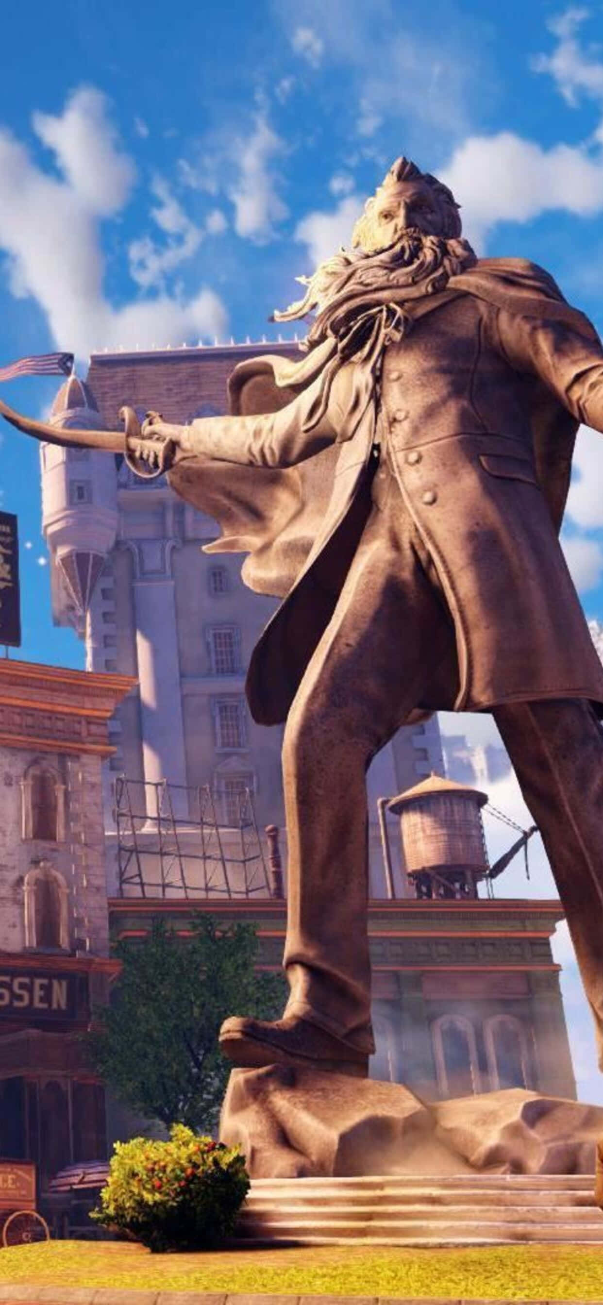 Статуя iPhone Xs Max Bioshock Infinite фон Тапет
