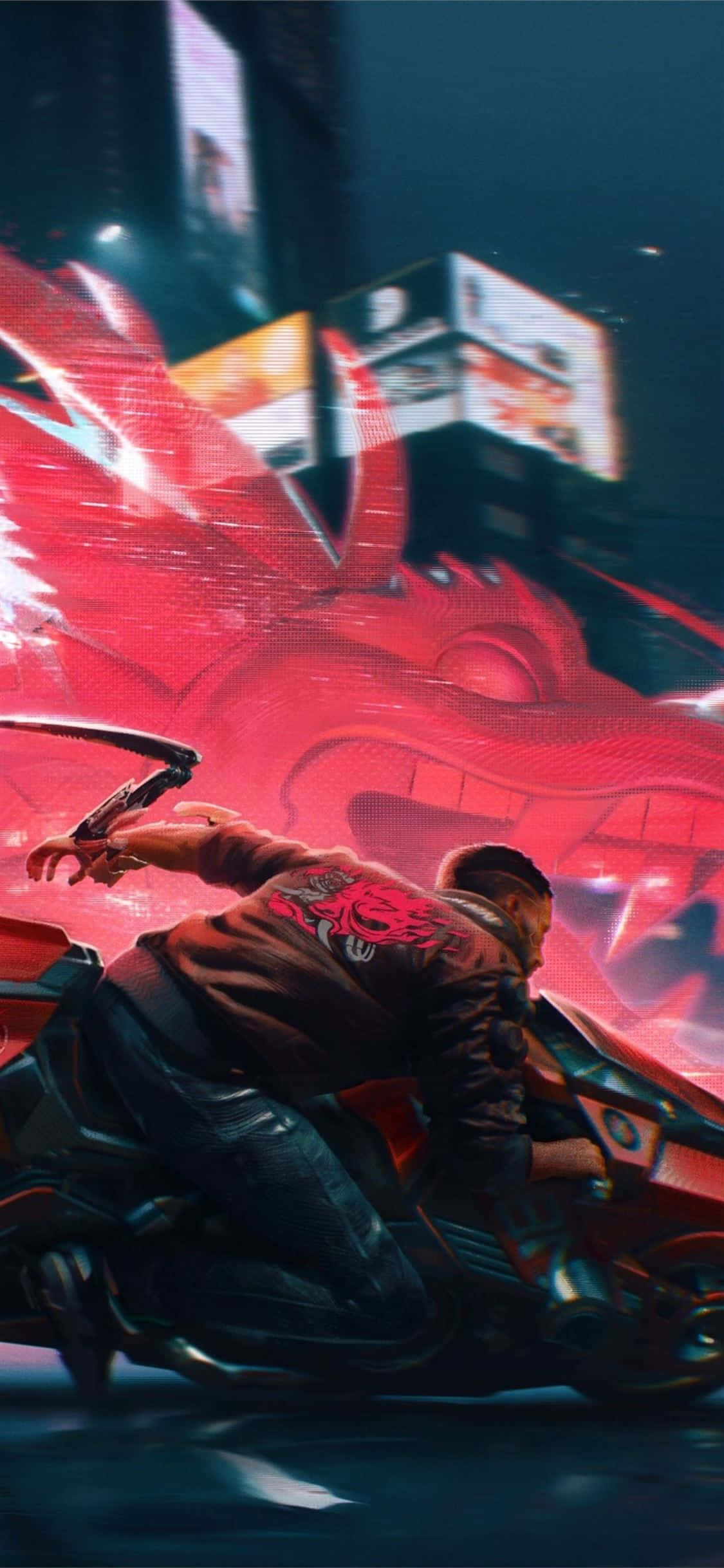 iPhone XS Max Cyberpunk 2077 Фон с дракон Тапет