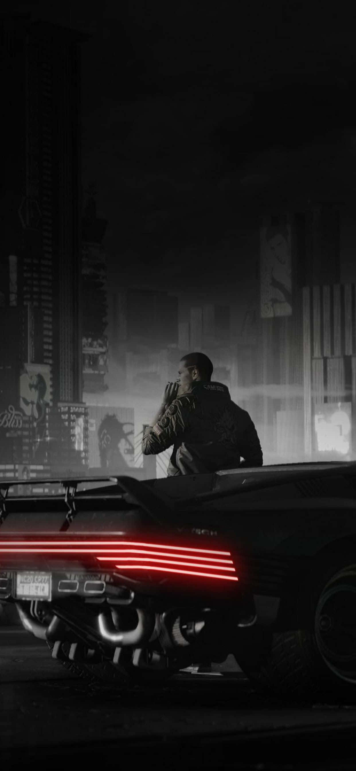 iPhone XS Max Cyberpunk 2077 Тъмен Фон Тапет