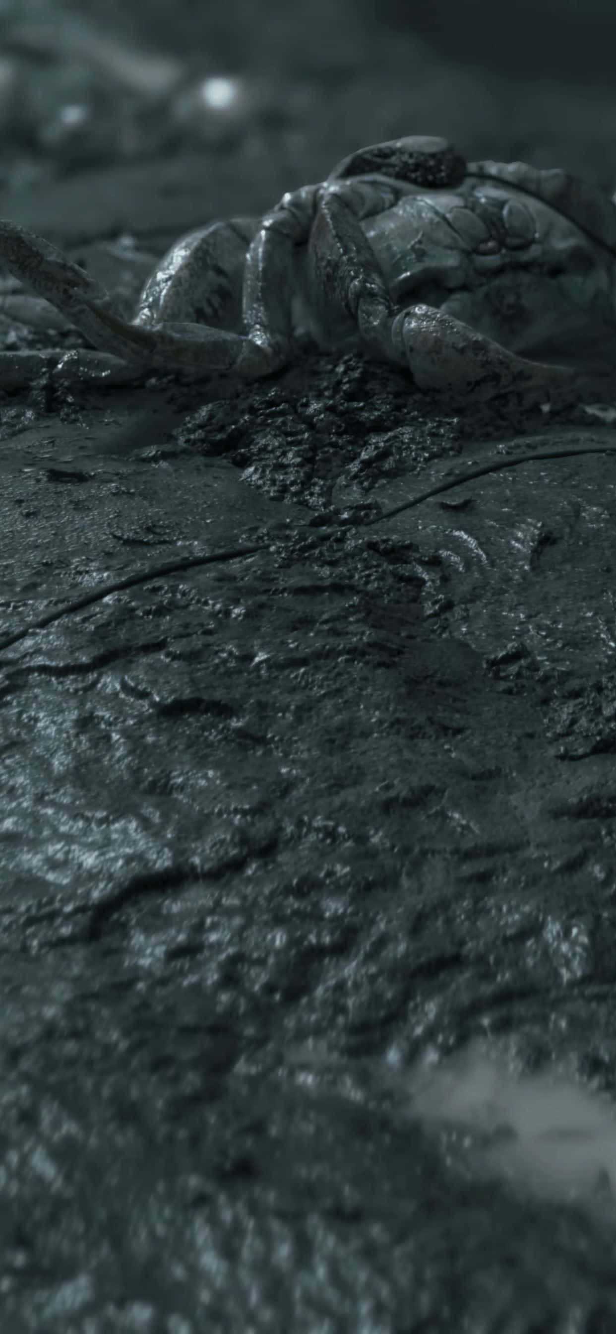 "Започнете пътешествие от длан на ръка с нови iPhone XS Max и иконична игра, Death Stranding." Тапет
