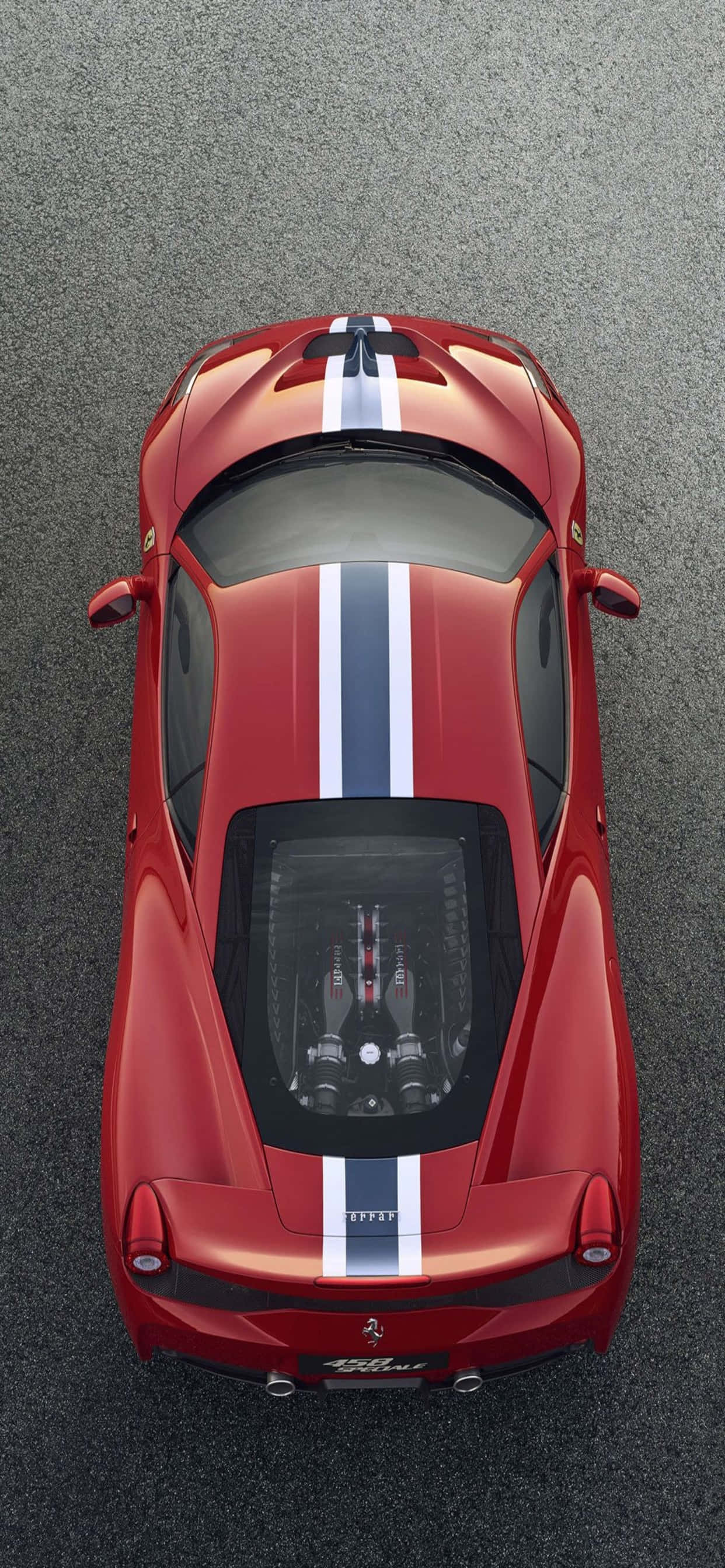 iPhone Xs Max Ferrari фон Червен 2014 Ferrari 458 Speciale с ивици Тапет