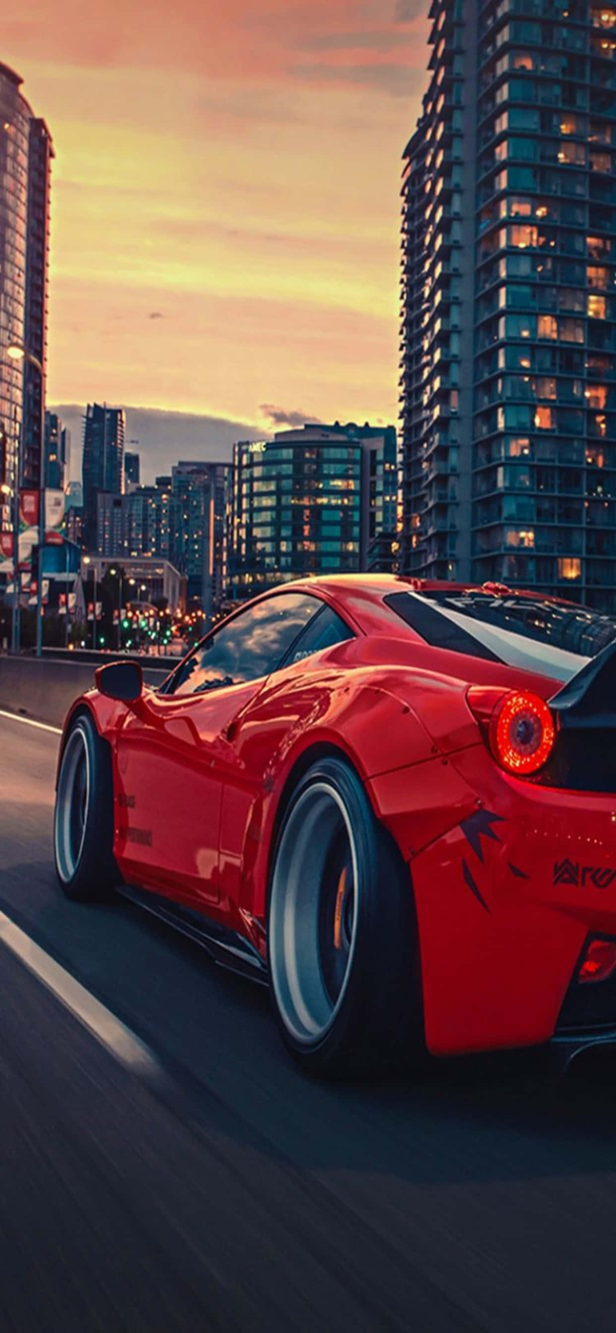 iPhone Xs Max Ferrari фон лъскаво червено Ferrari 458 Тапет