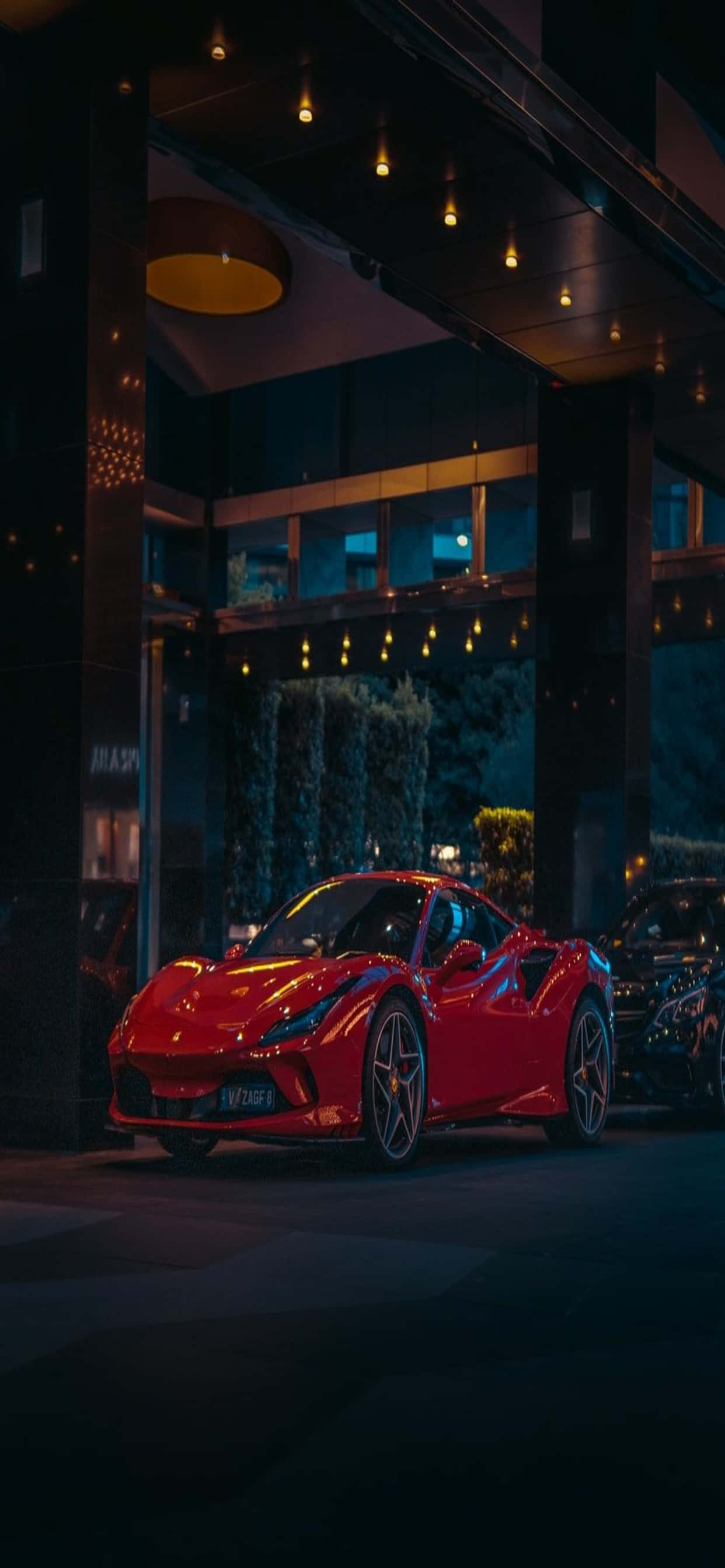 iPhone Xs Max Ferrari Тапет Червено Ферари 458 Speciale През Нощ Тапет