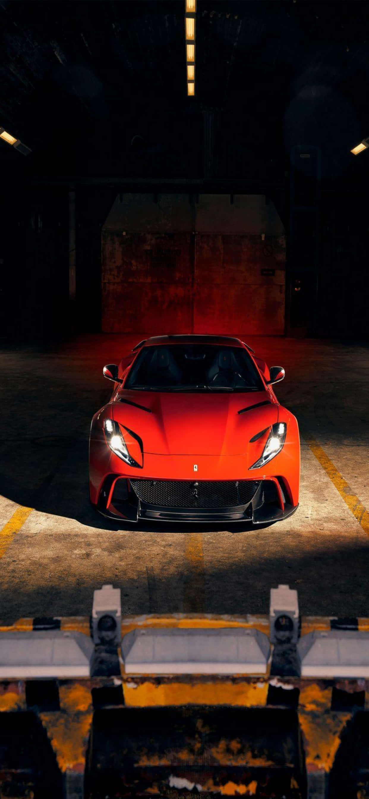 iPhone Xs Max Ferrari фон Червена Ferrari 812 Superfast в склад Тапет