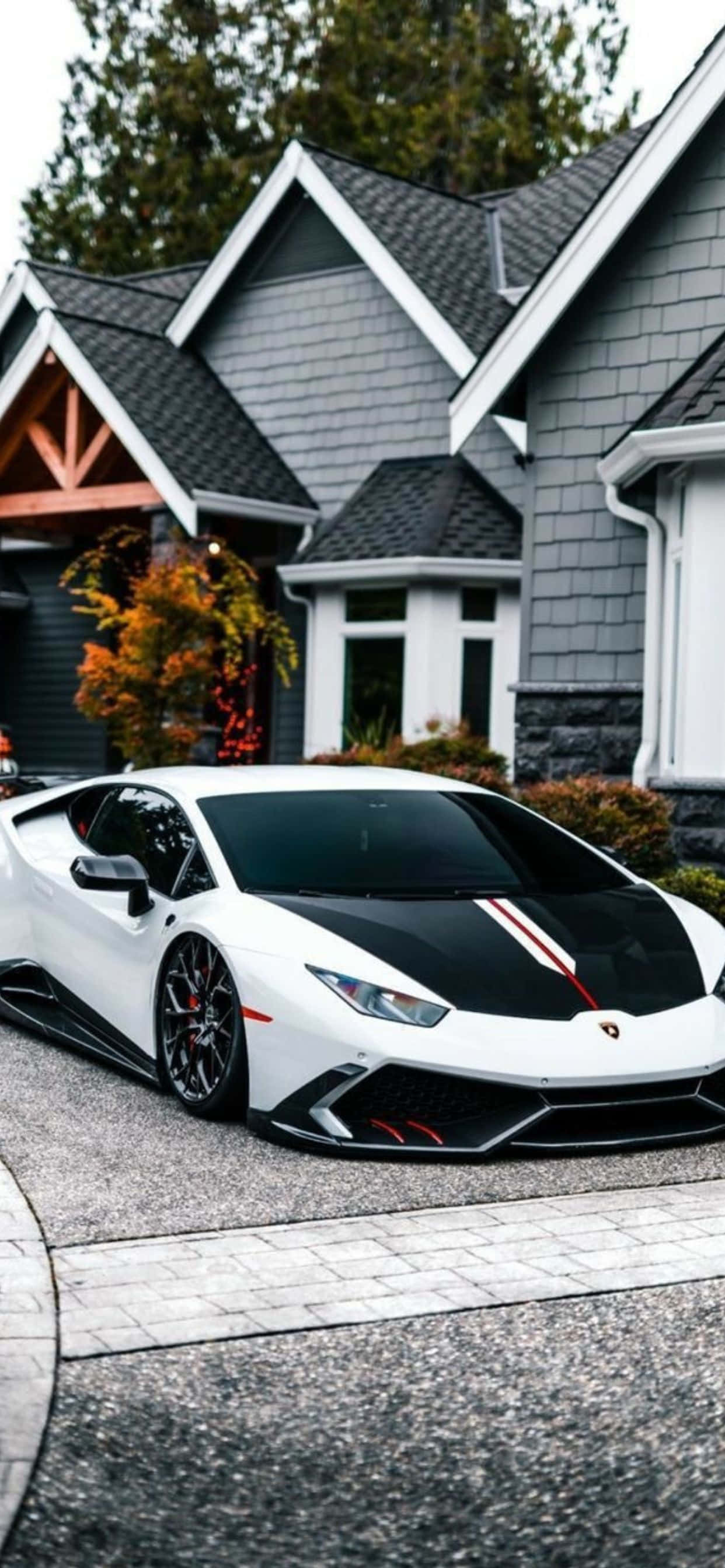 iPhone XS Max Lamborghini бял и черен фон Тапет