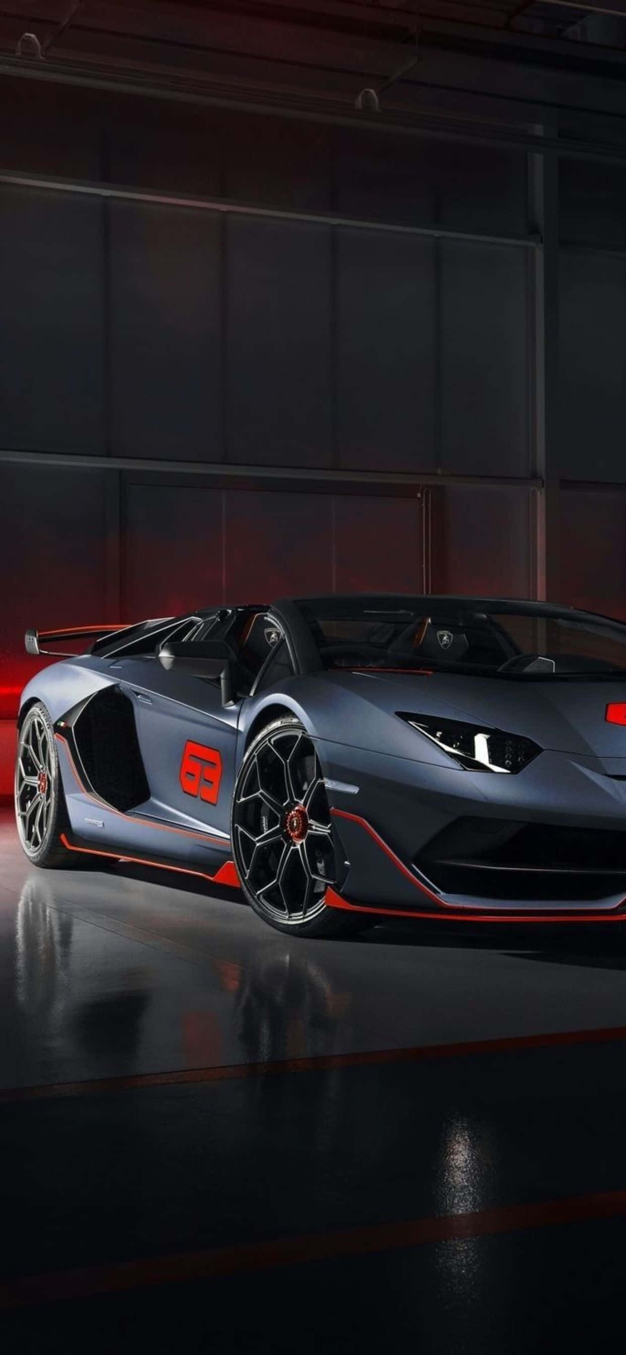 iPhone XS Max Lamborghini червен и сив фон Тапет