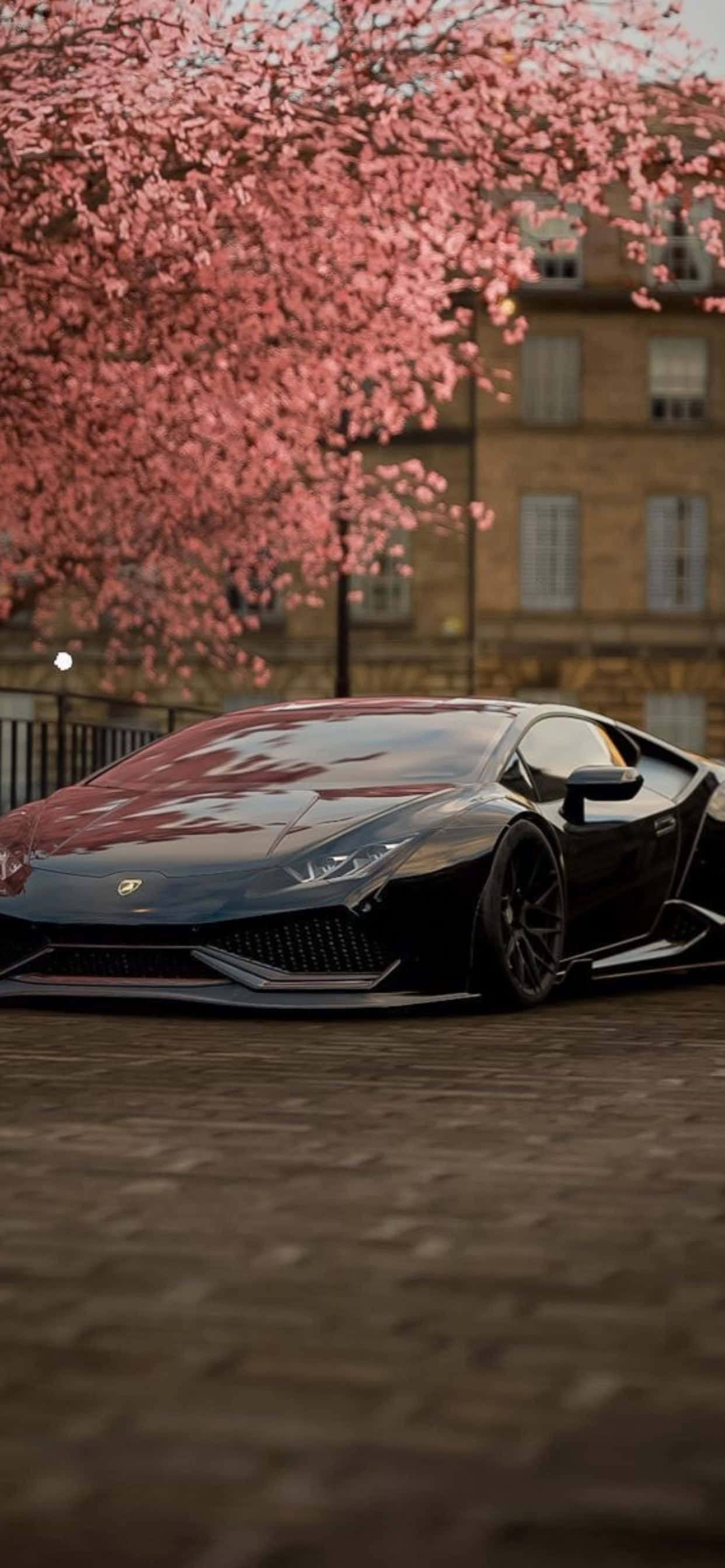 Фон за iPhone XS Max с Lamborghini и черешнев цвят Тапет