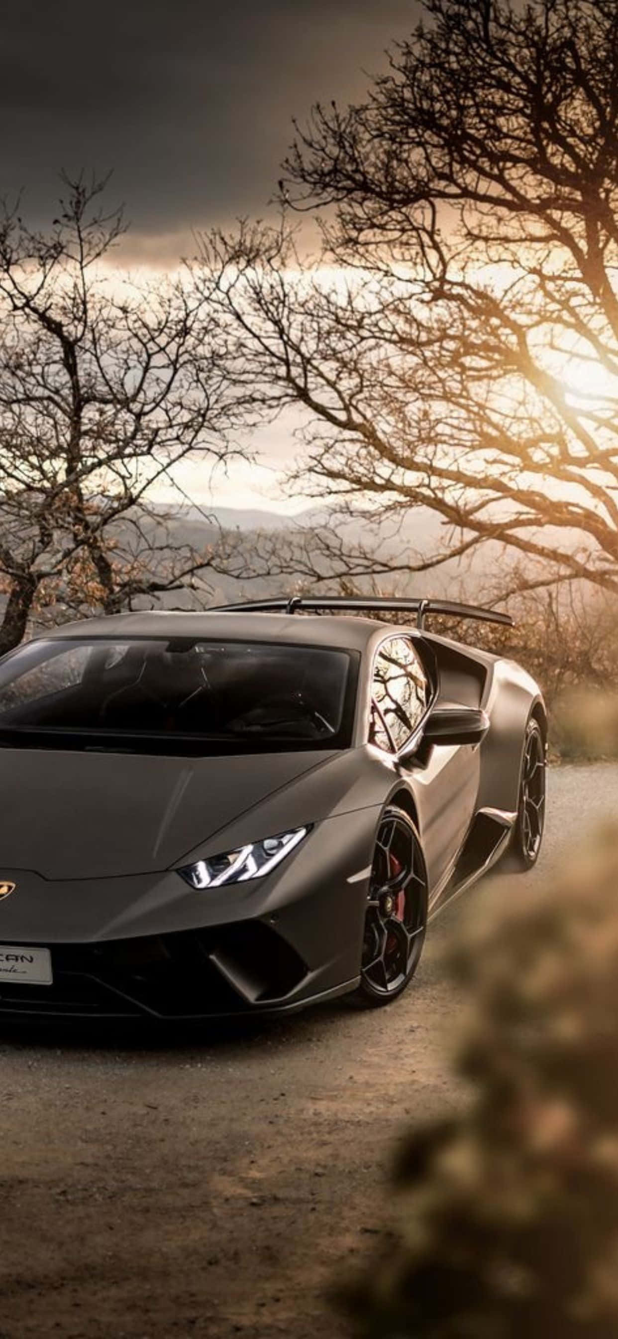 iPhone XS Max фон Lamborghini Huracan в сиво Тапет