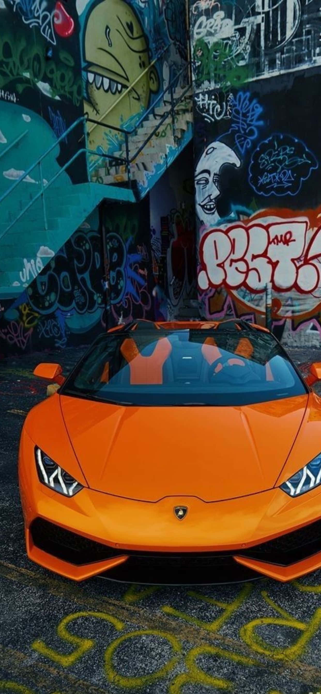 iPhone XS Max фон Lamborghini Huracan в оранжево Тапет