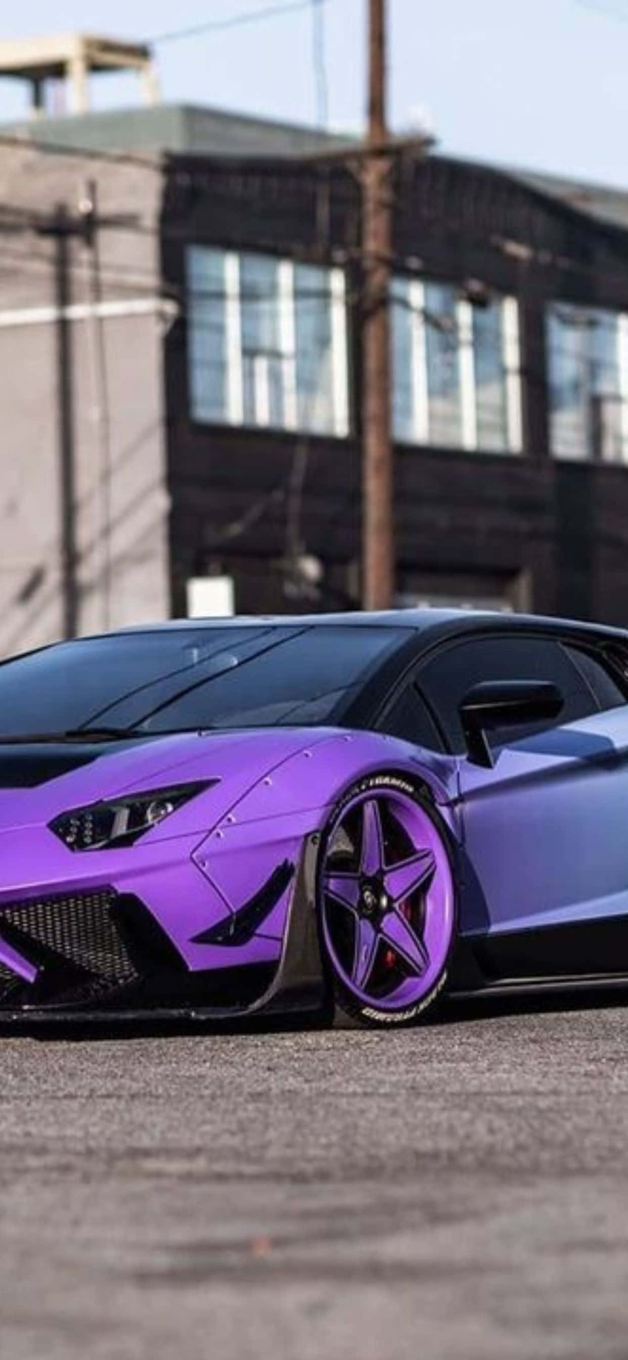 iPhone XS Max Lamborghini лилав и черен фон Тапет
