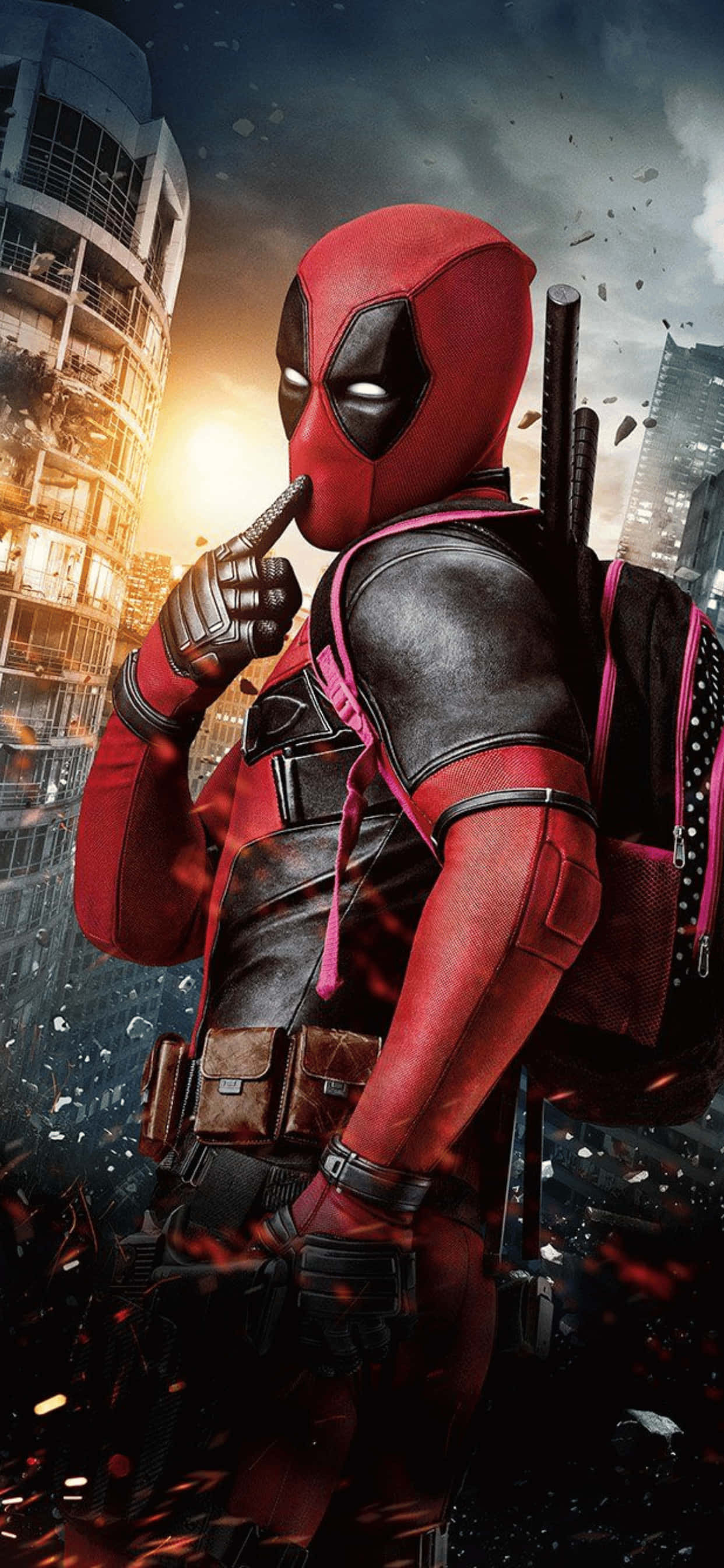 Фон за iPhone XS Max с Marvel Deadpool позиращ Тапет