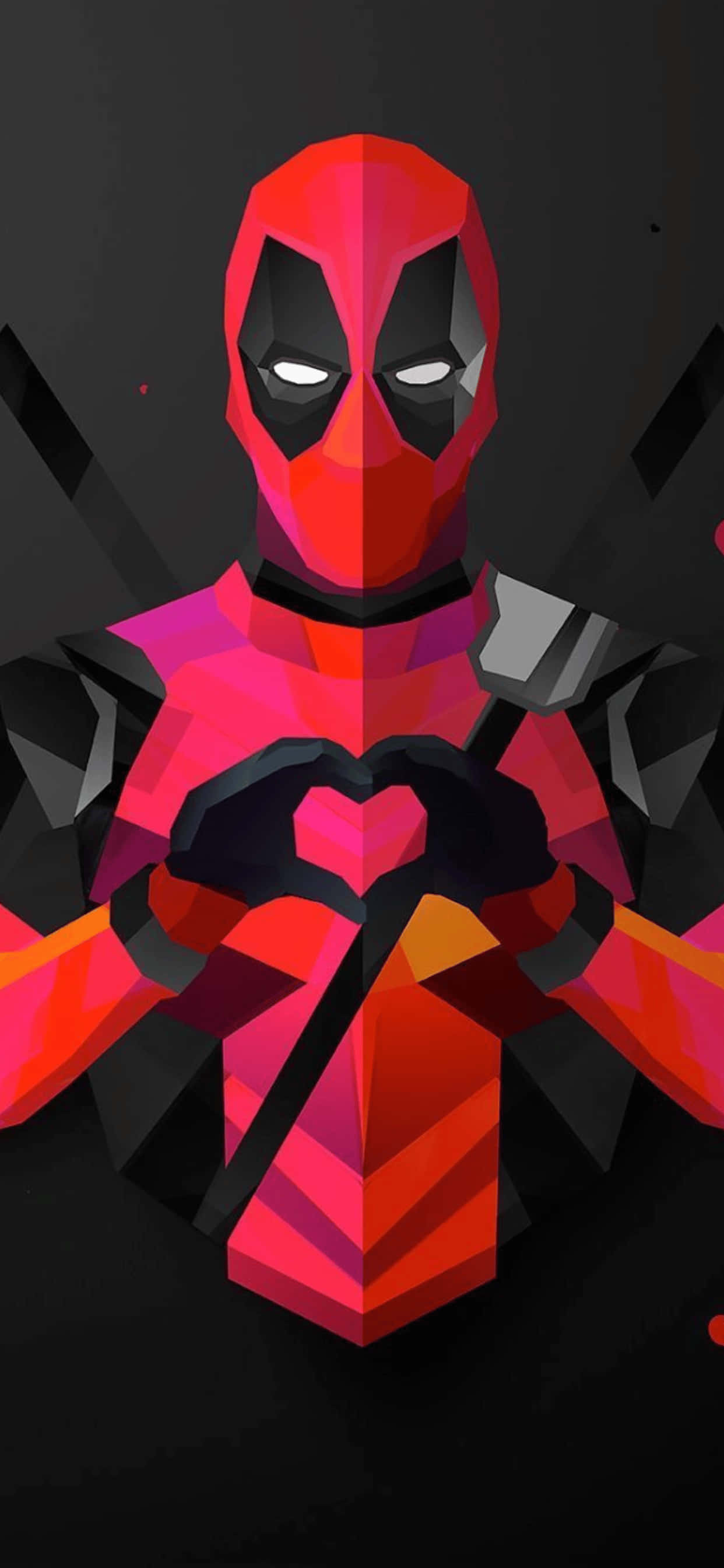 iPhone XS Max Marvel Deadpool Сърце Ръка Фон Тапет