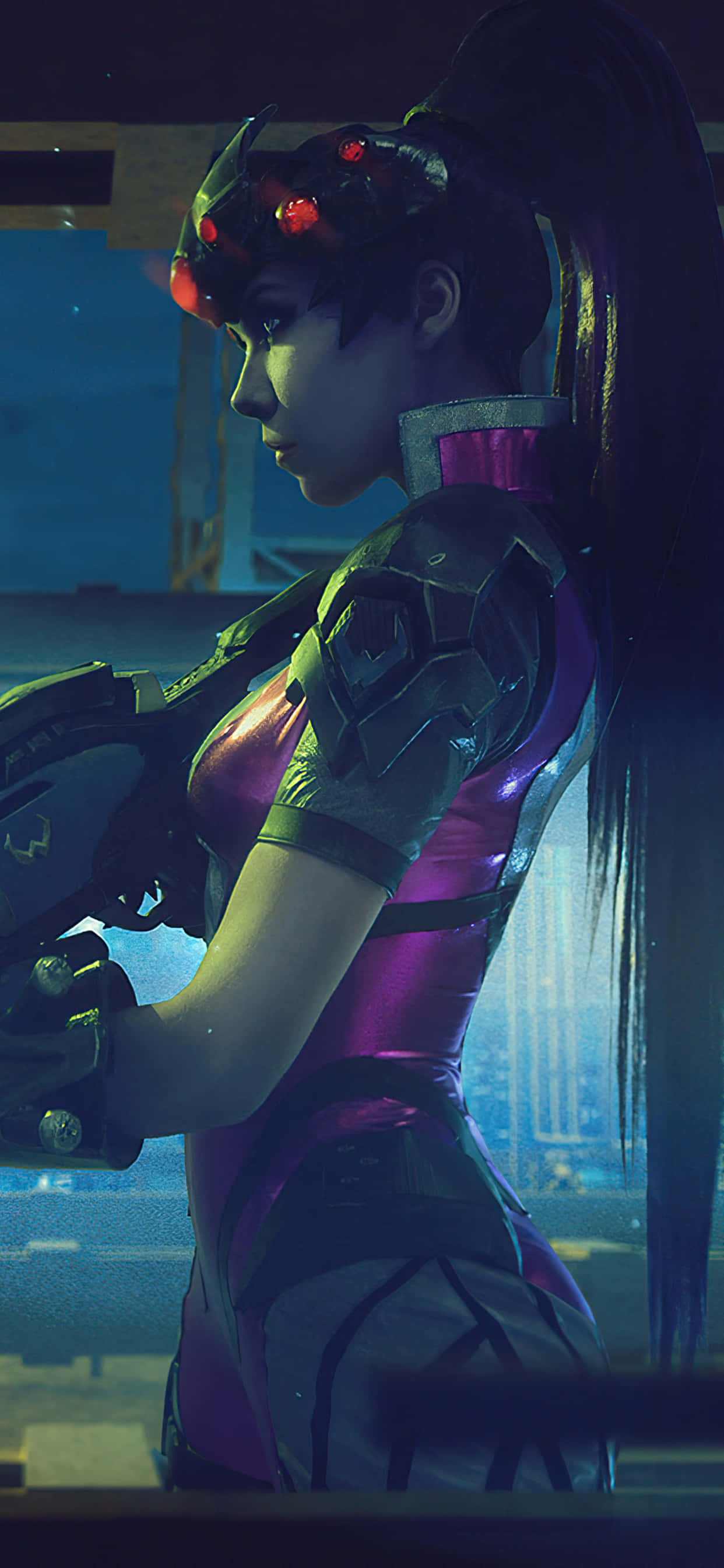 iPhone Xs Max Overwatch фон Widowmaker страничен профил Тапет