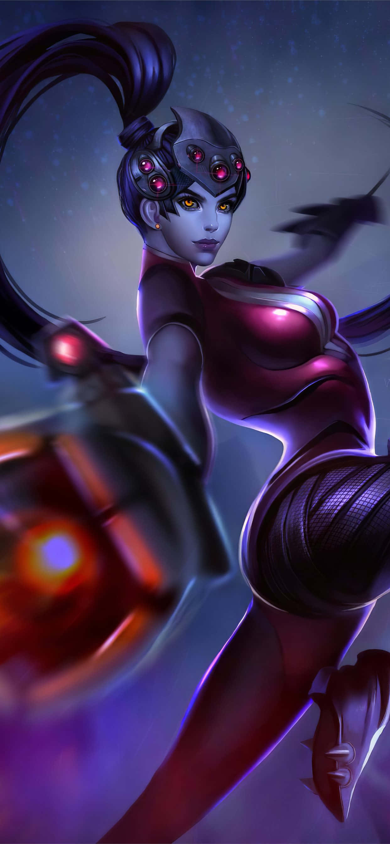 iPhone XS Max Overwatch фон Widowmaker насочва пистолет Тапет