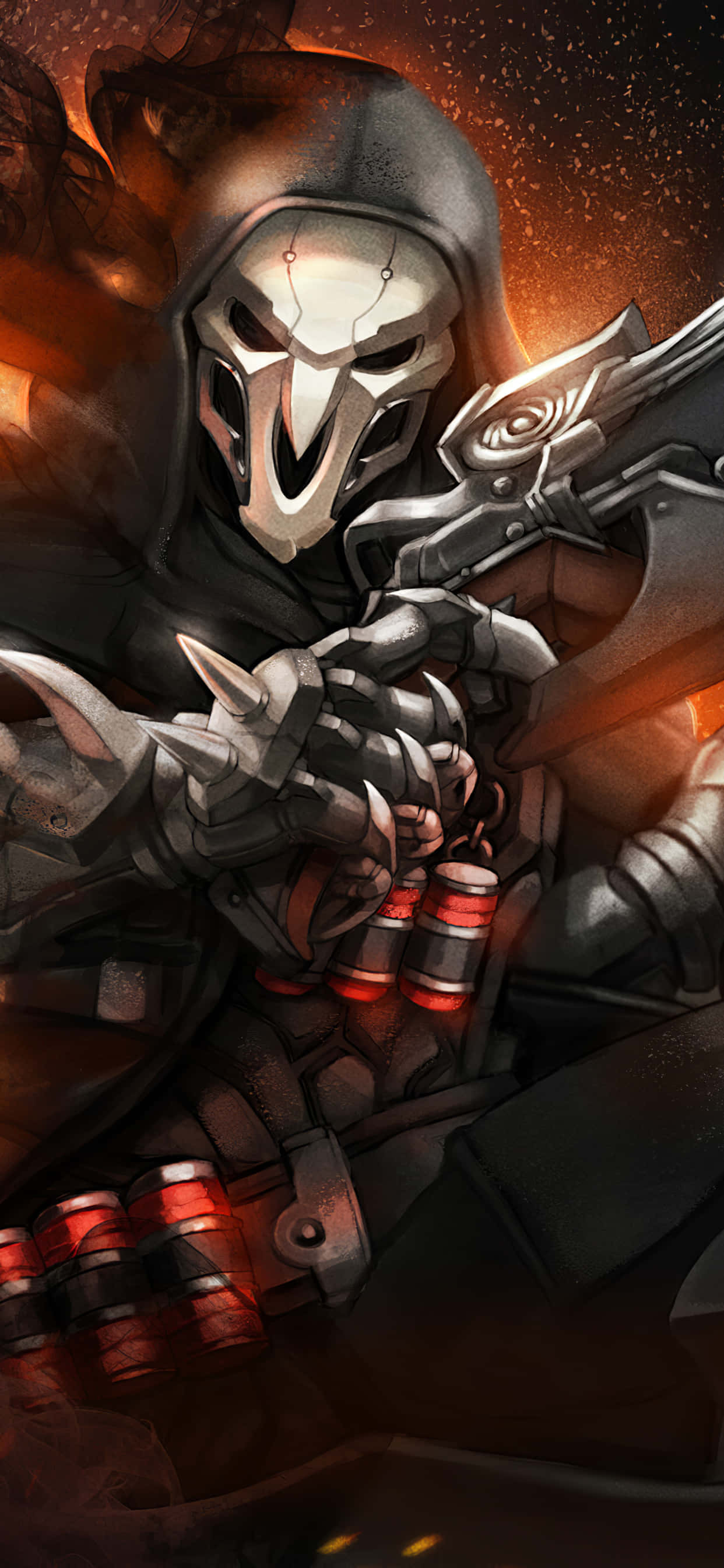iPhone Xs Max Overwatch фон с Рийпър и неговите пистолети Тапет