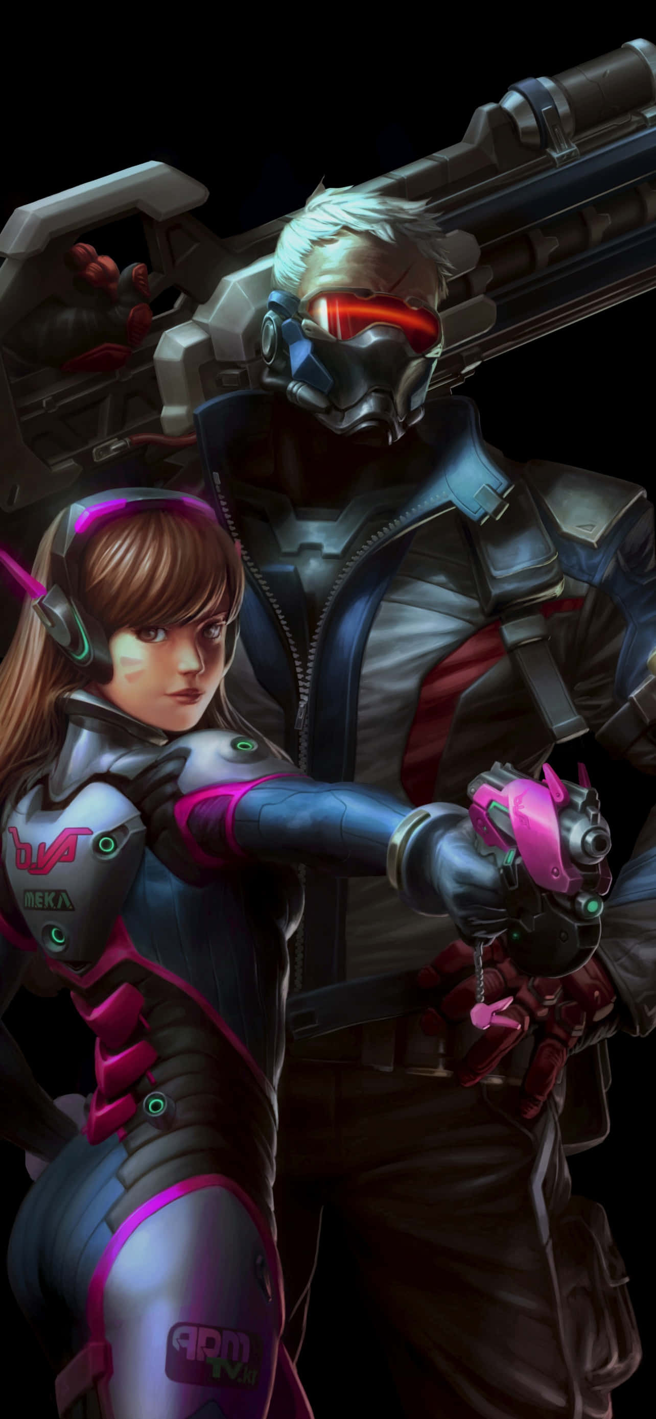 iPhone Xs Max Overwatch фон с D.Va и Soldier 76 Тапет
