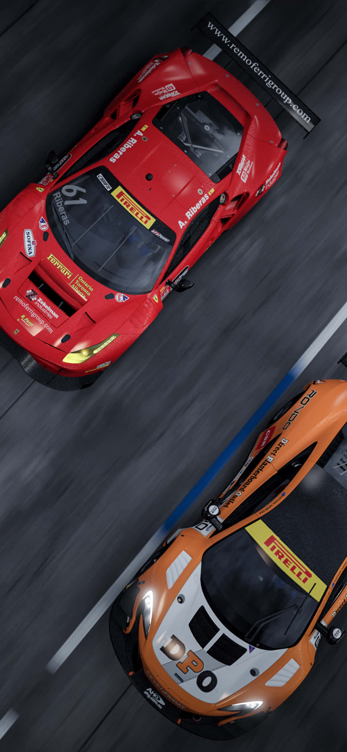 iPhone XS Max Project Cars 2 Червени и оранжеви състезателни коли фон Тапет