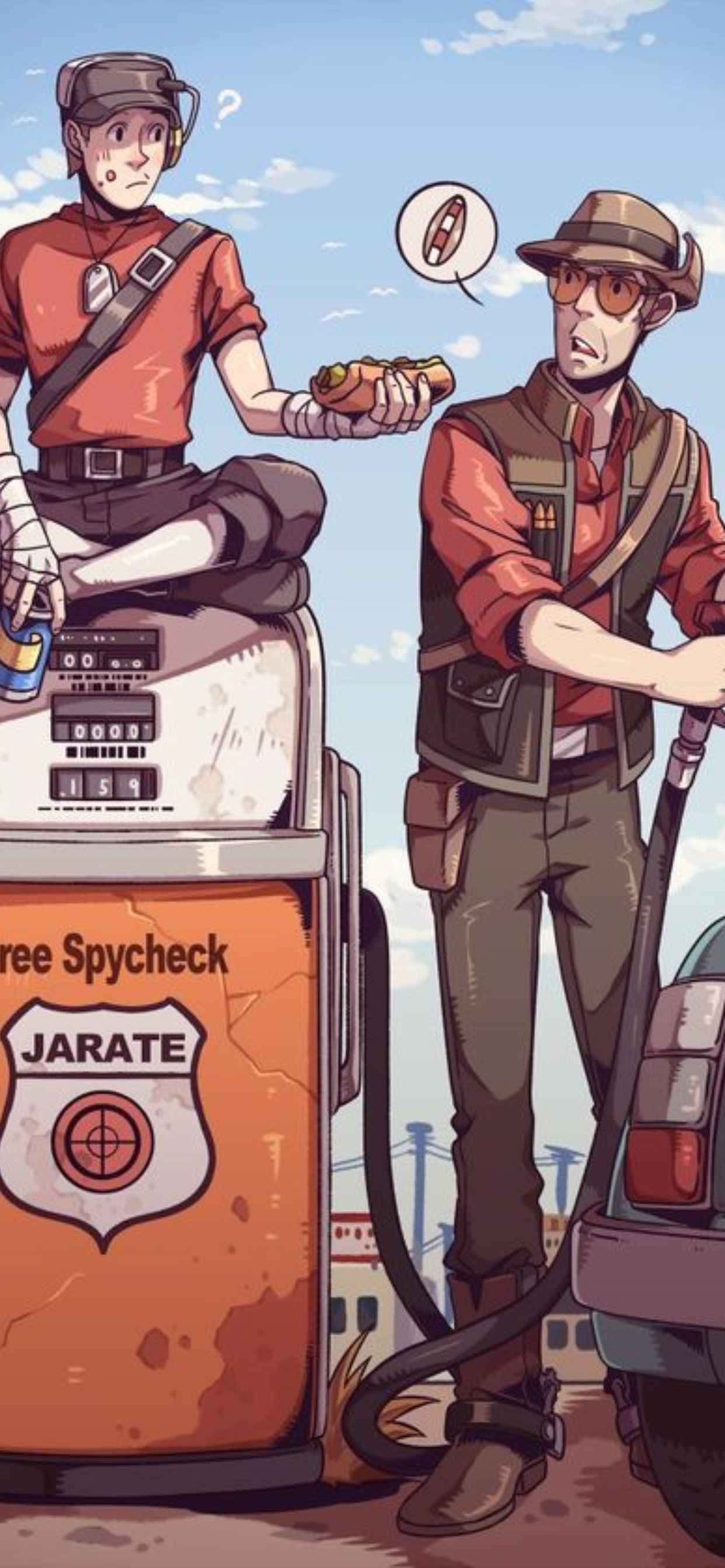Анимиран скаут и снайпер iPhone Xs Max Team Fortress 2 фон Тапет