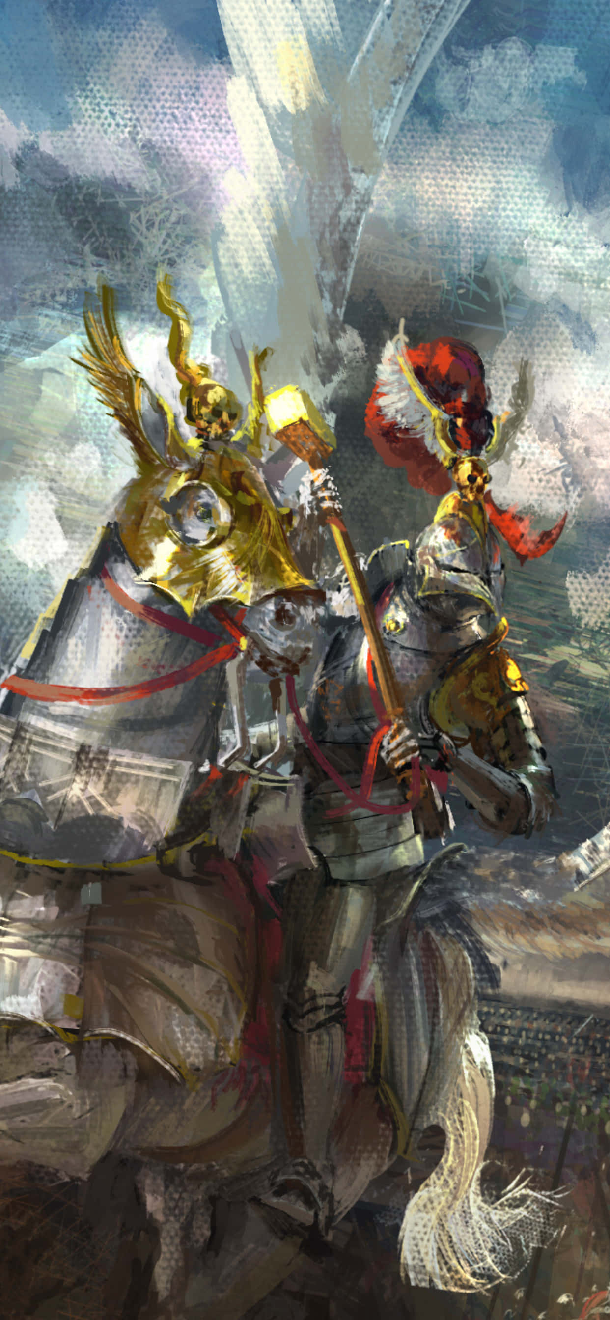 iPhone XS Max Total War Attila рицарска дигитална рисунка фон Тапет
